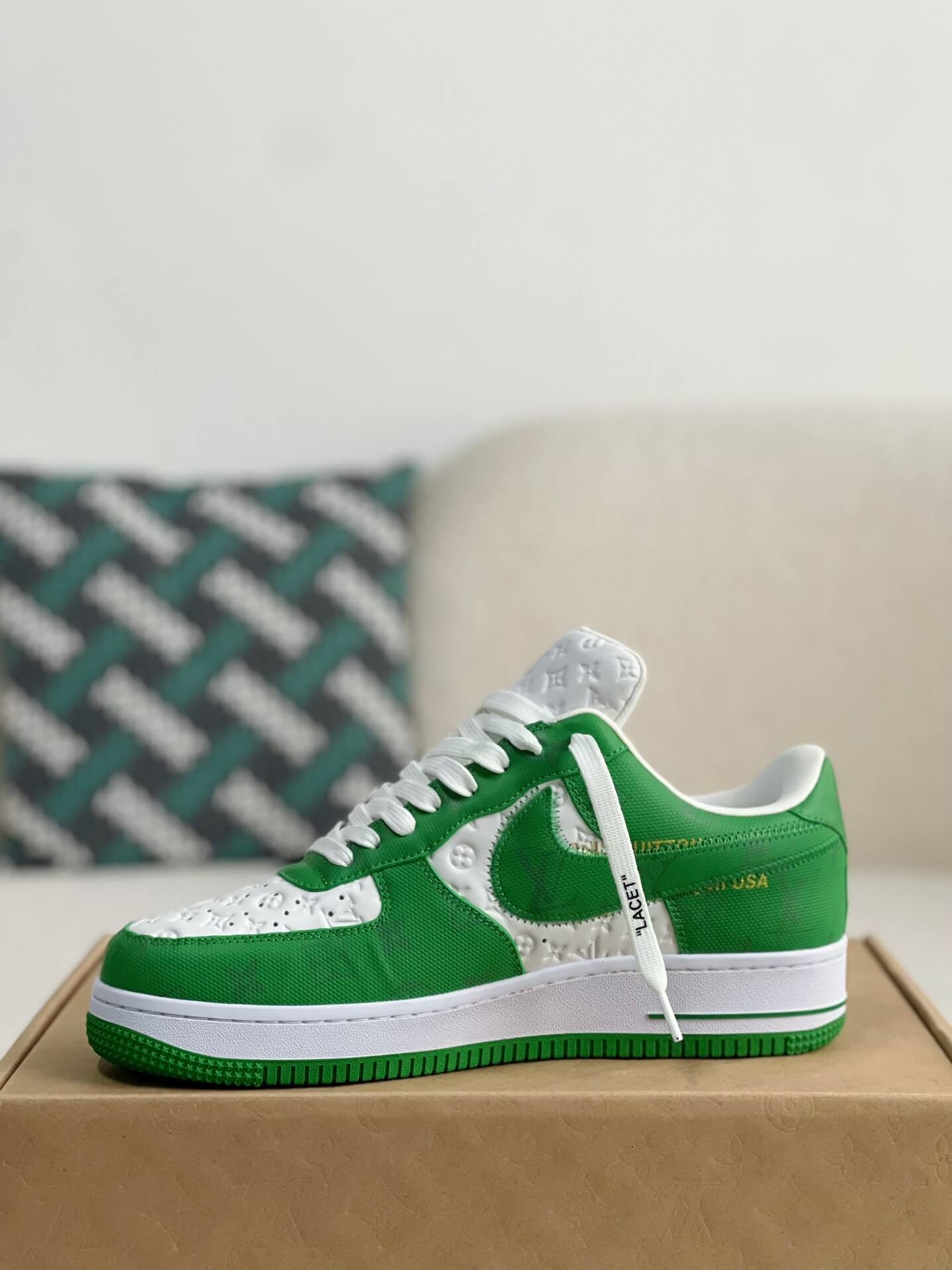 Louis Vuitton x Nike Air Force 1 Low – White & Green Monogram Leather