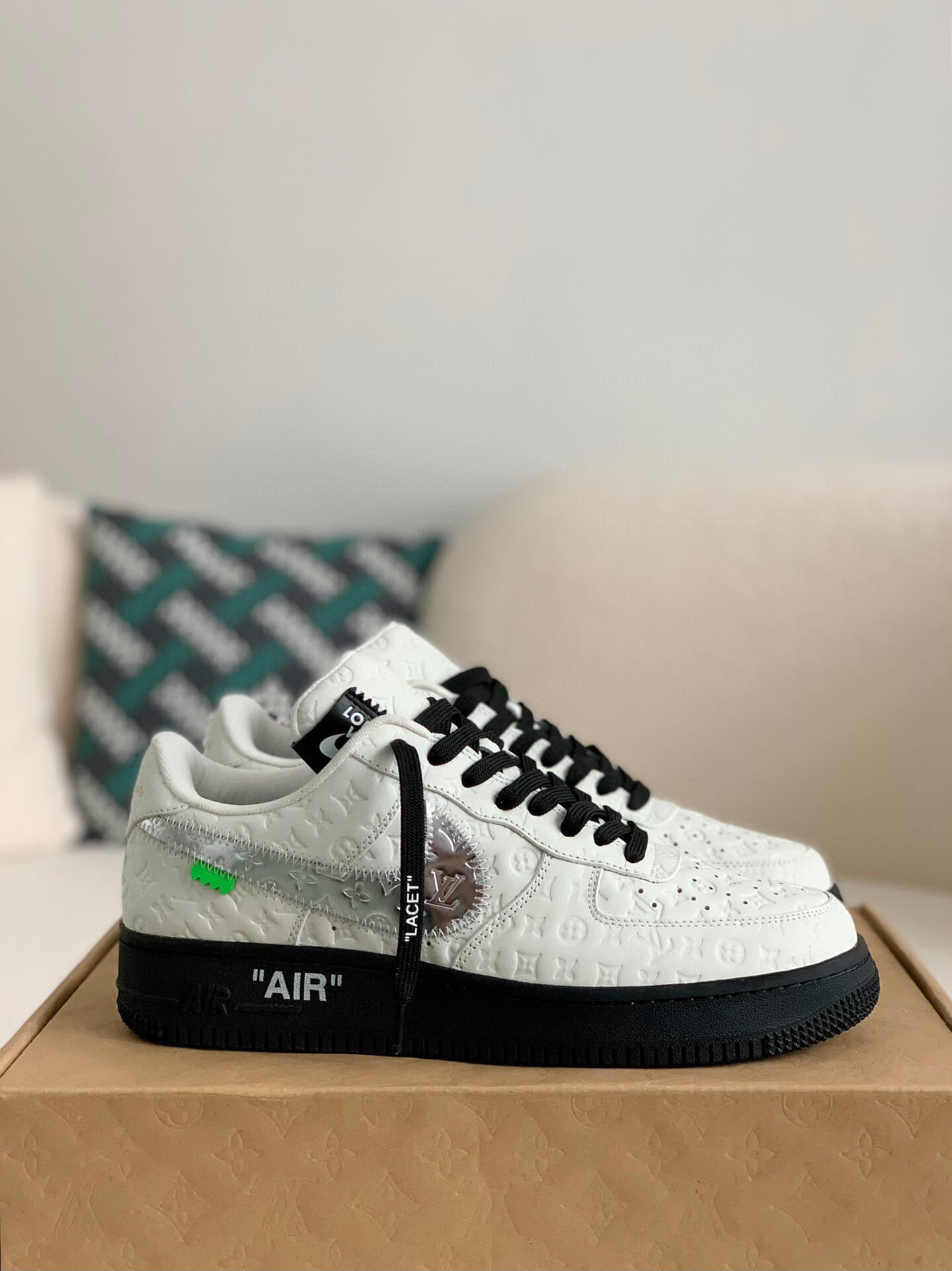 Louis Vuitton x Nike Air Force 1 Low – White & Metallic Silver with Black Sole