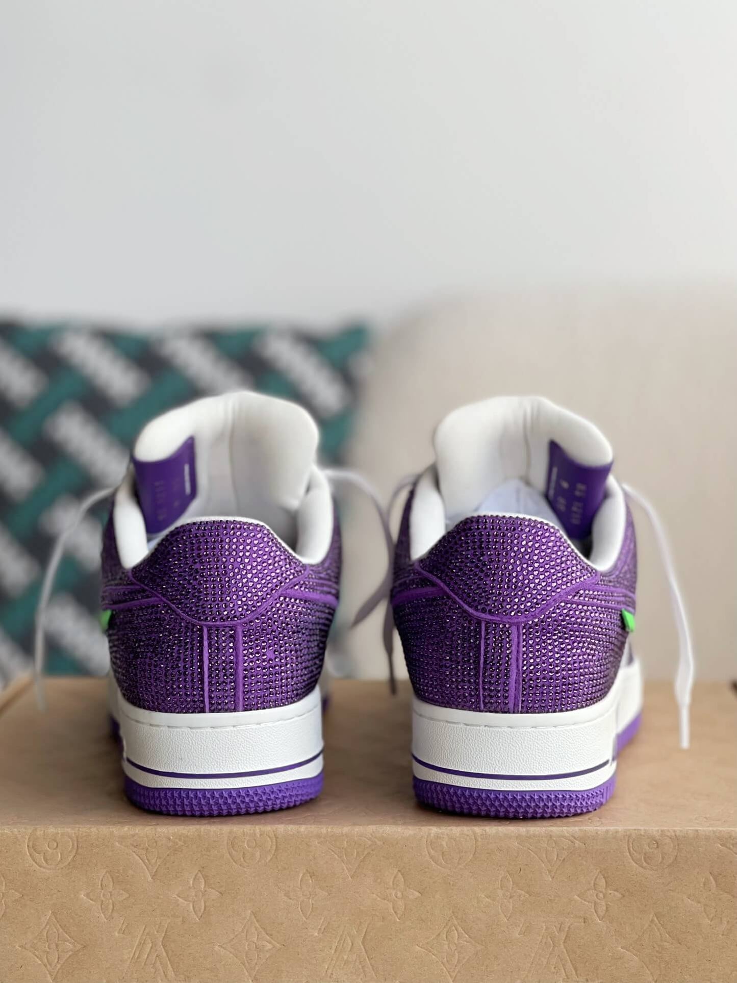 Louis Vuitton x Nike Air Force 1 Low – Swarovski Crystal White & Purple