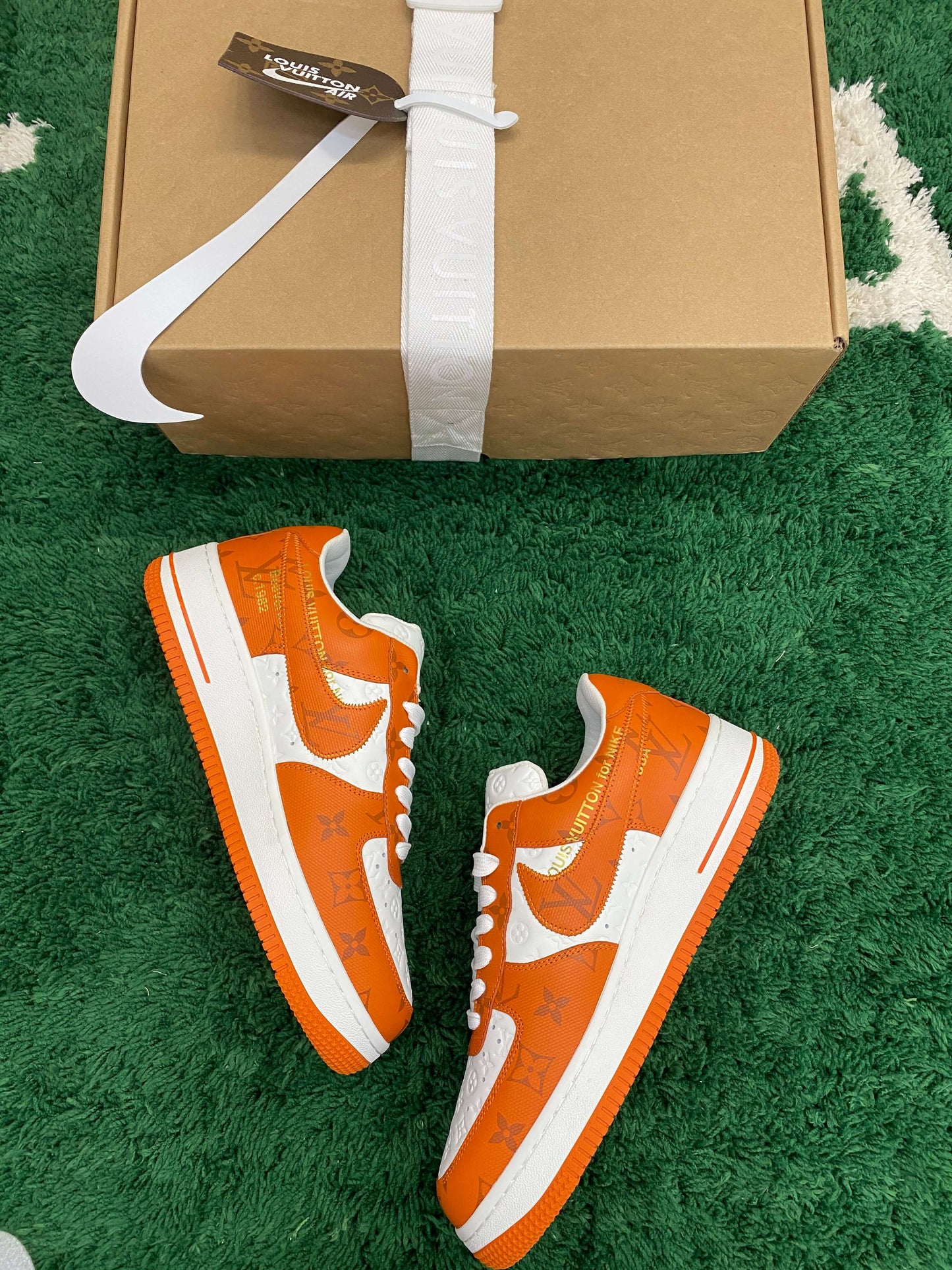 Louis Vuitton x Nike Air Force 1 Low by Virgil Abloh – White & Orange Monogram