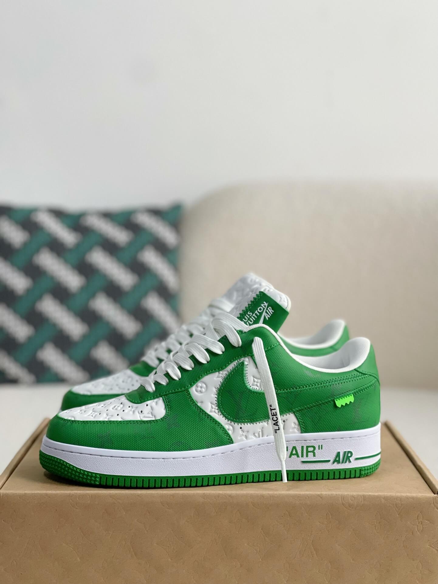 Louis Vuitton x Nike Air Force 1 Low – White & Green Monogram Leather