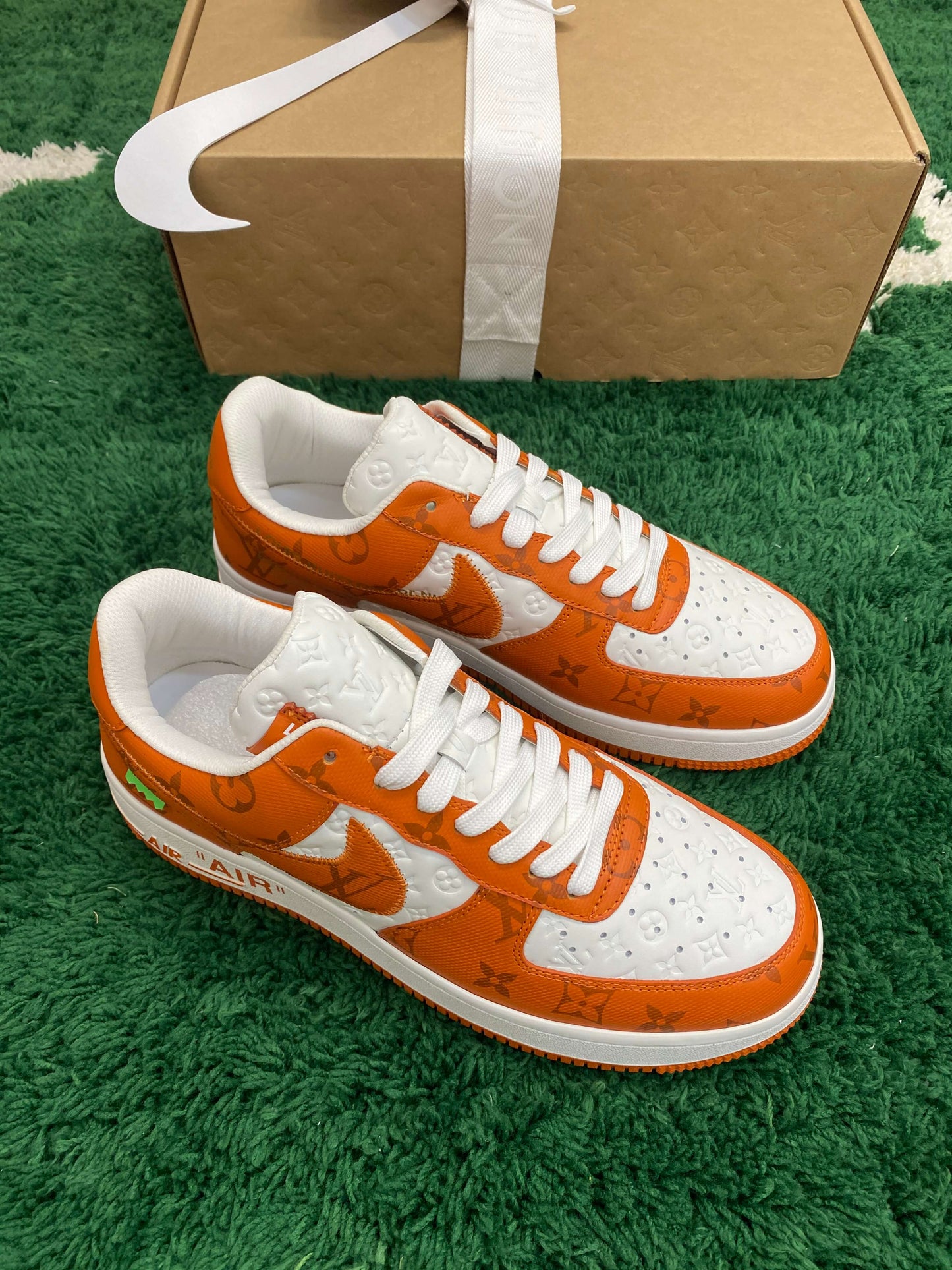 Louis Vuitton x Nike Air Force 1 Low by Virgil Abloh – White & Orange Monogram