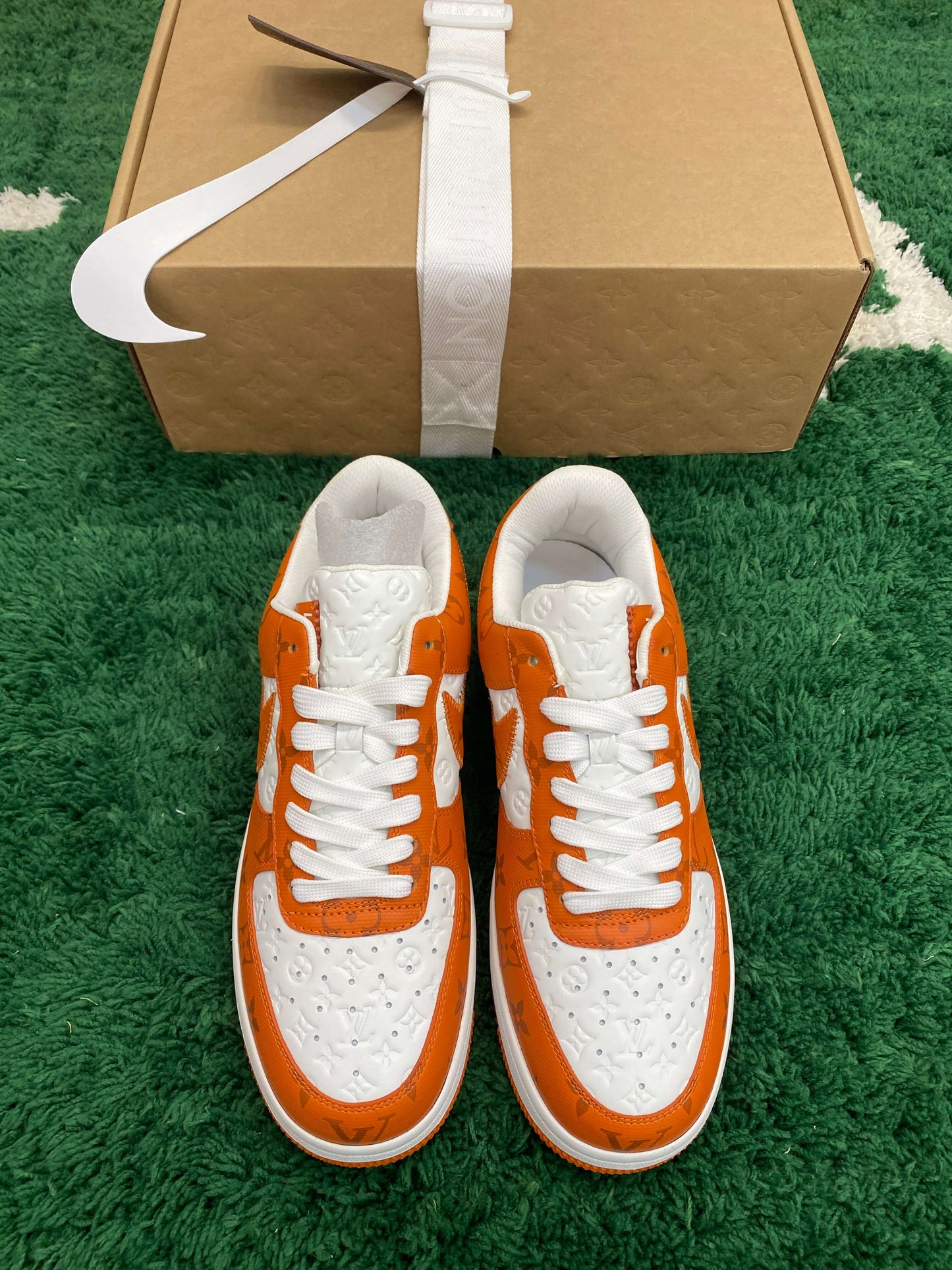 Louis Vuitton x Nike Air Force 1 Low by Virgil Abloh – White & Orange Monogram