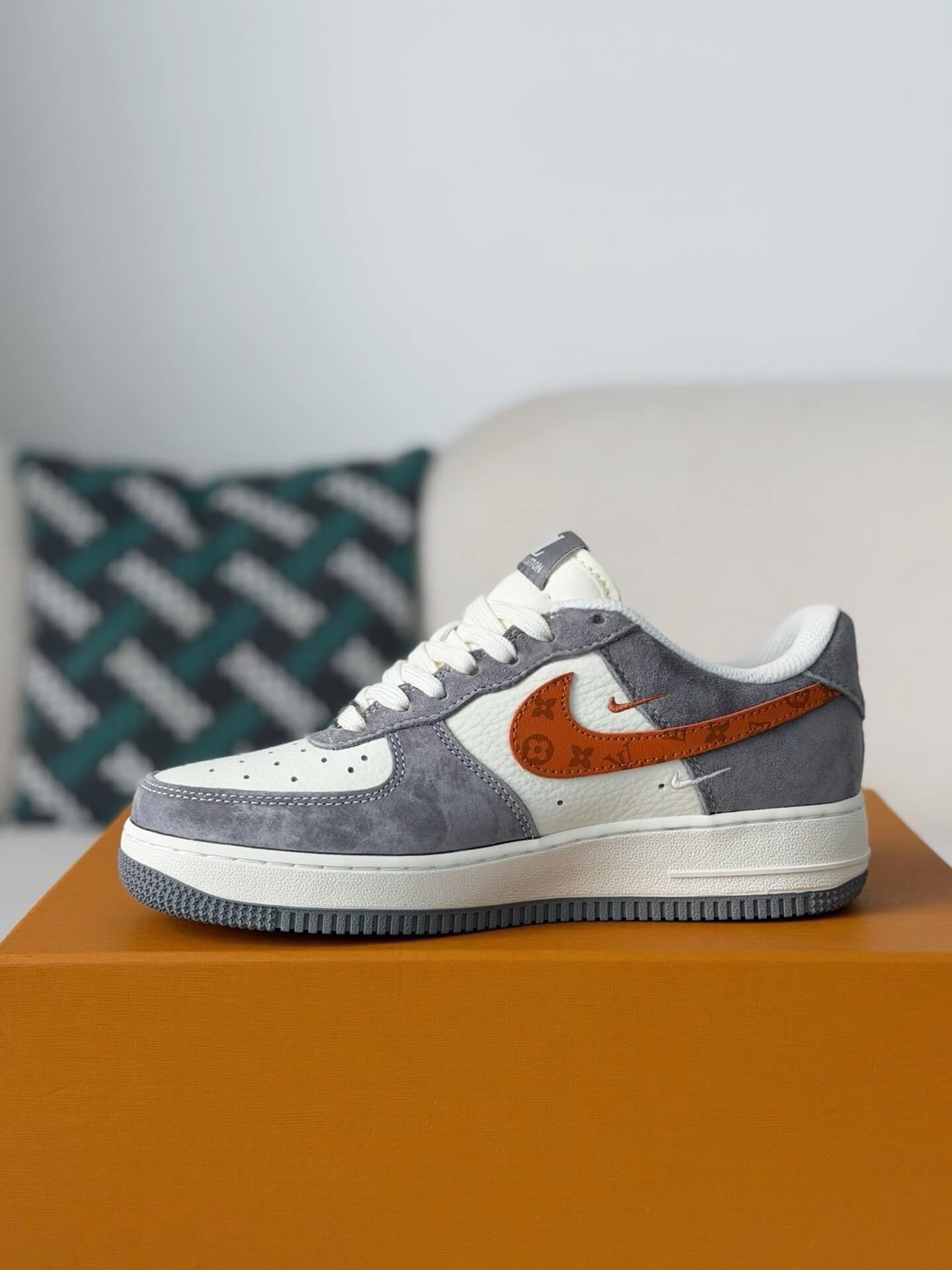 Louis Vuitton x Nike Air Force 1 Low – Grey, White & Monogram Orange
