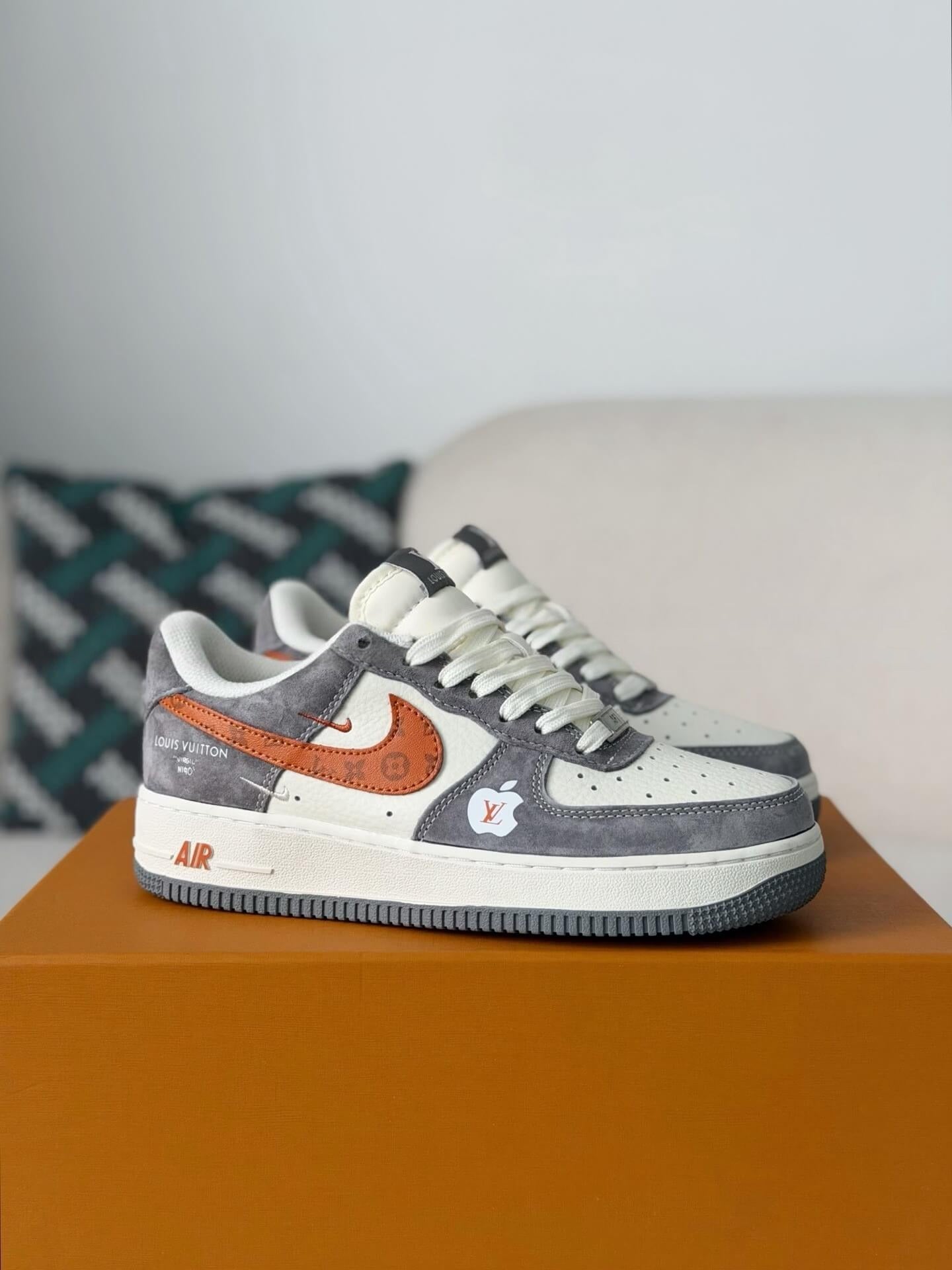Louis Vuitton x Nike Air Force 1 Low – Grey, White & Monogram Orange