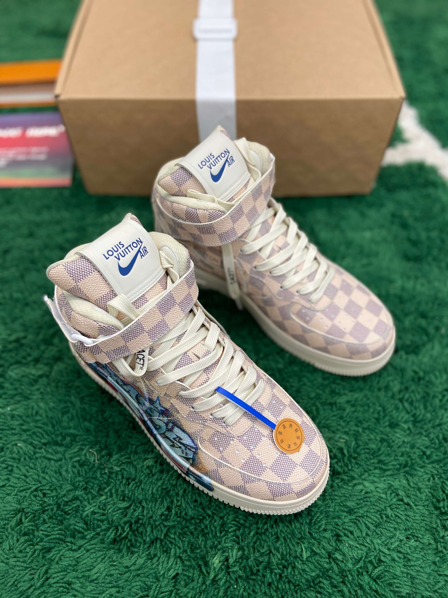 Louis Vuitton x Nike Air Force 1 Mid by Virgil Abloh – Damier Azur Graffit