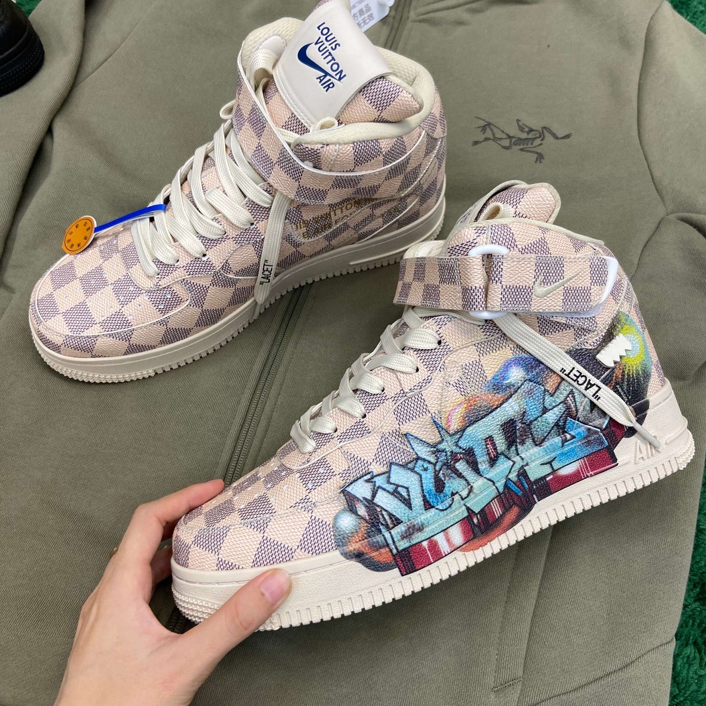 Louis Vuitton x Nike Air Force 1 Mid by Virgil Abloh – Damier Azur Graffit