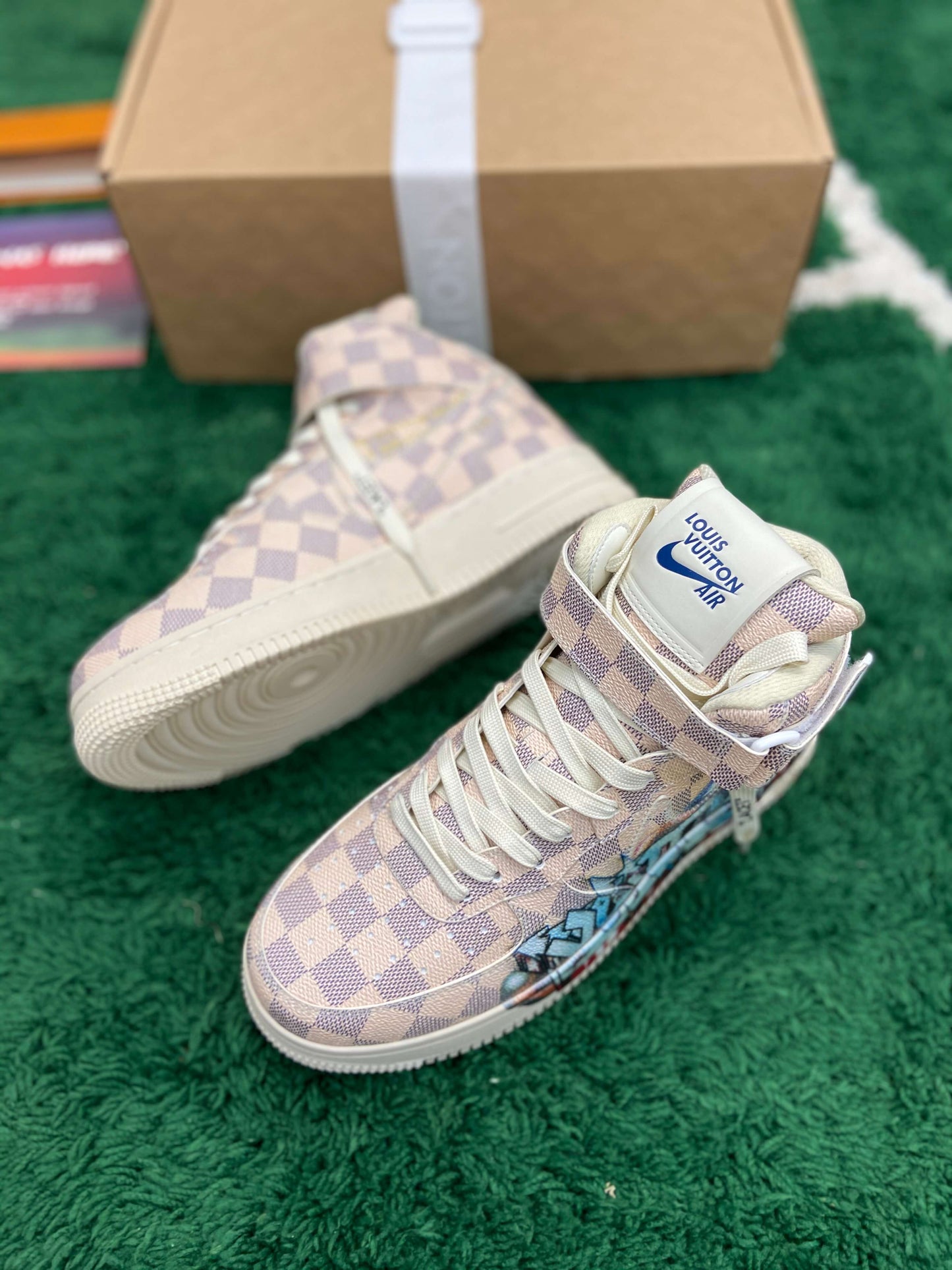 Louis Vuitton x Nike Air Force 1 Mid by Virgil Abloh – Damier Azur Graffit