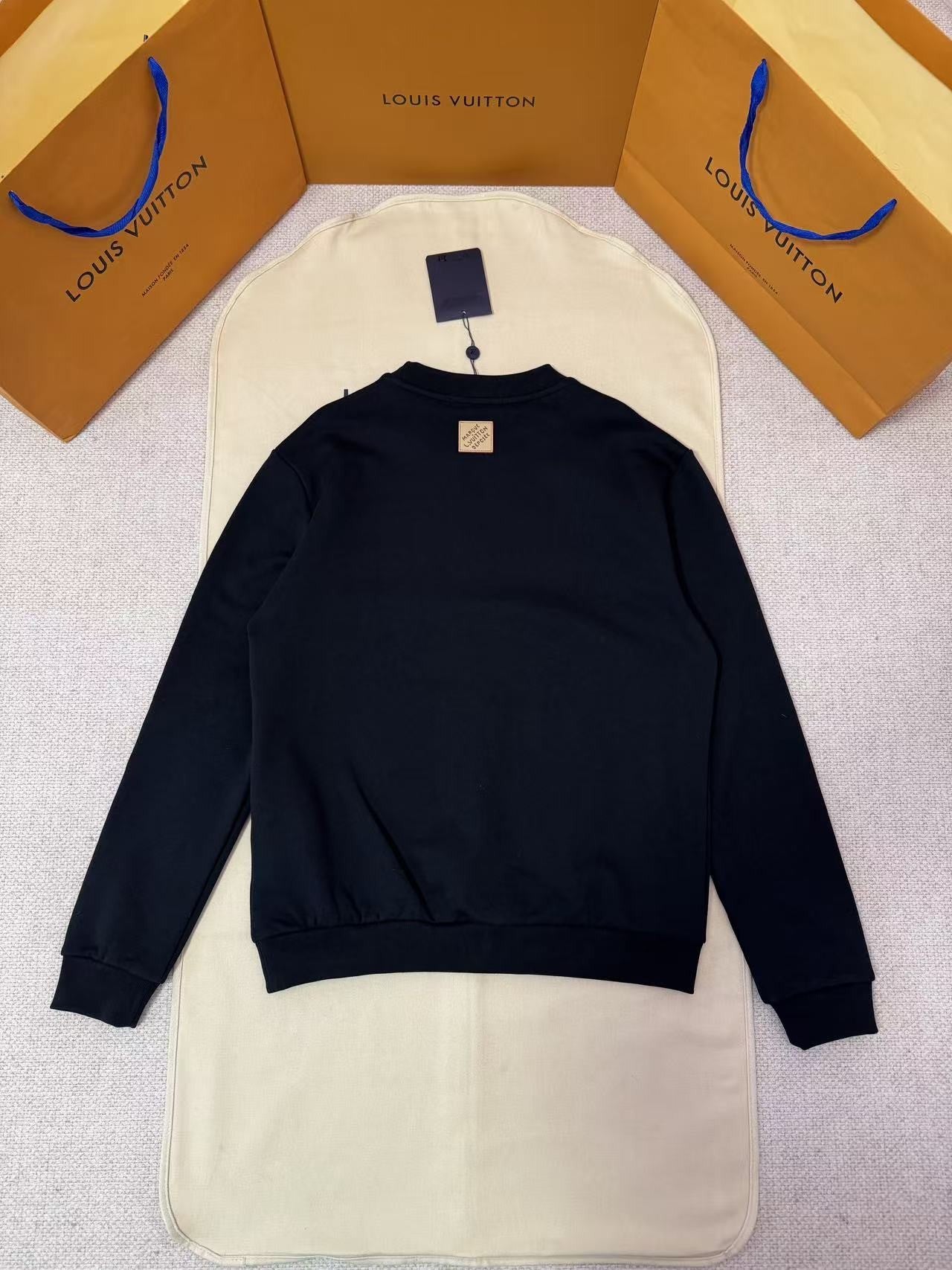 Louis Vuitton Black Cotton Sweatshirt with Pharrell Williams Crest Embroidery