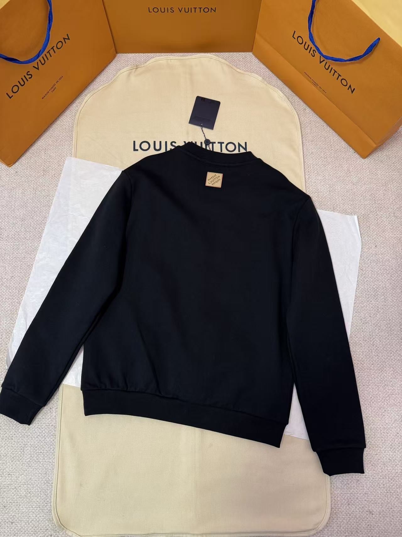 Louis Vuitton Black Cotton Sweatshirt with Pharrell Williams Crest Embroidery