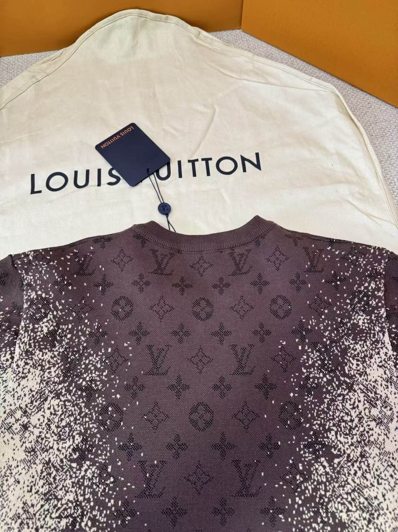 Louis Vuitton Brown Monogram Pointillism Gradient Jacquard Knit T-Shirt