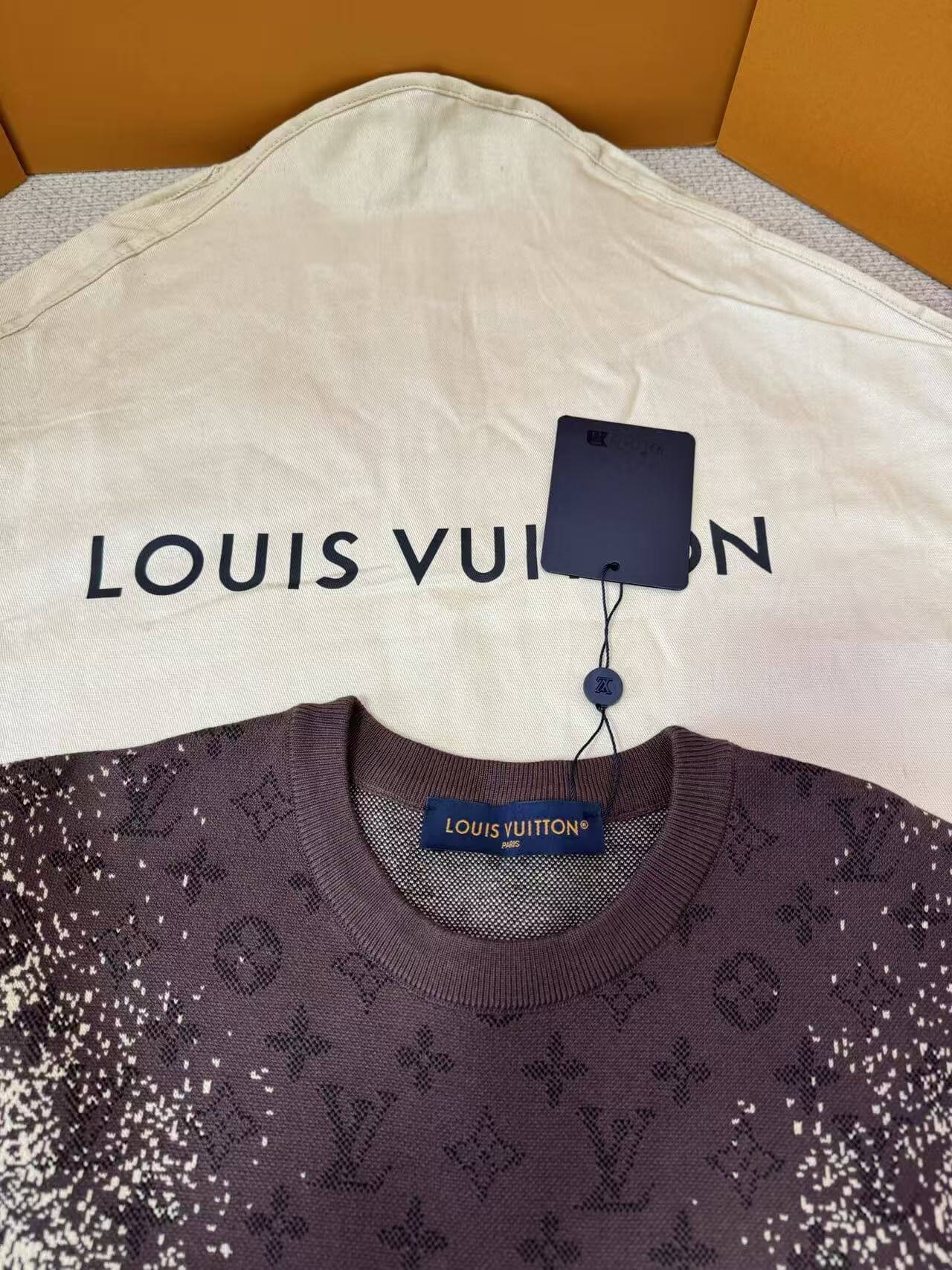 Louis Vuitton Brown Monogram Pointillism Gradient Jacquard Knit T-Shirt