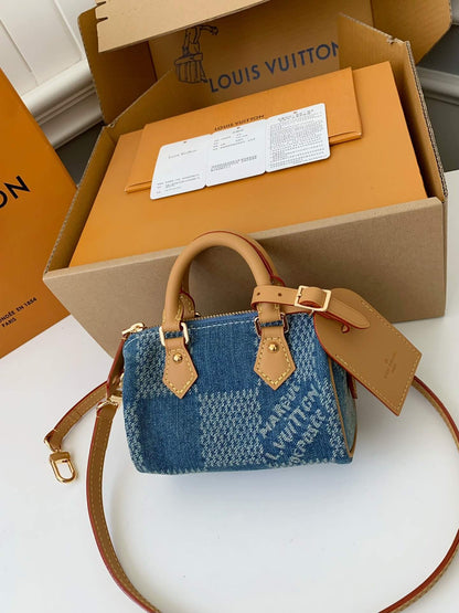 Louis Vuitton Denim Damier 3D Speedy 18