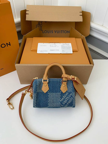 Louis Vuitton Denim Damier 3D Speedy 18