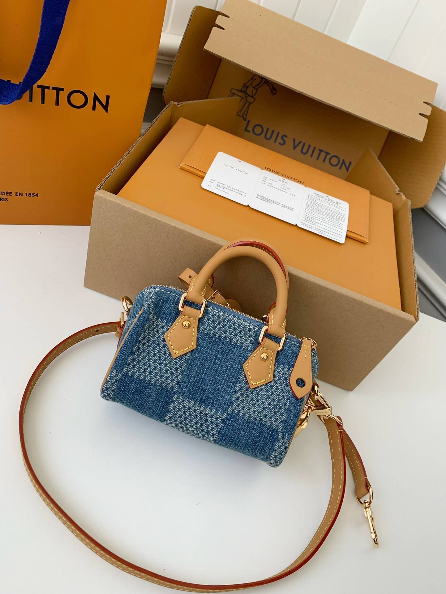 Louis Vuitton Denim Damier 3D Speedy 18