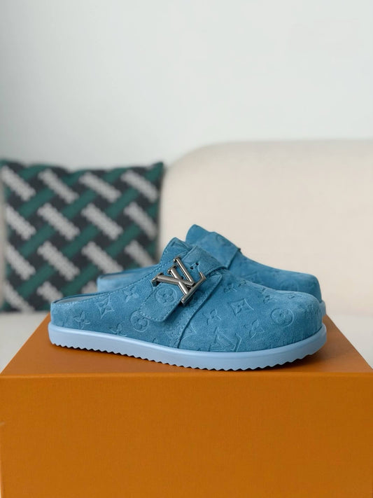 Louis Vuitton Easy Line Mule – Sky Blue Monogram Empreinte Suede