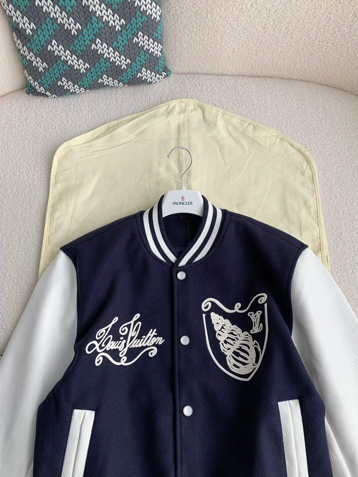 Louis Vuitton LV Calfskin Navy Varsity Jacket