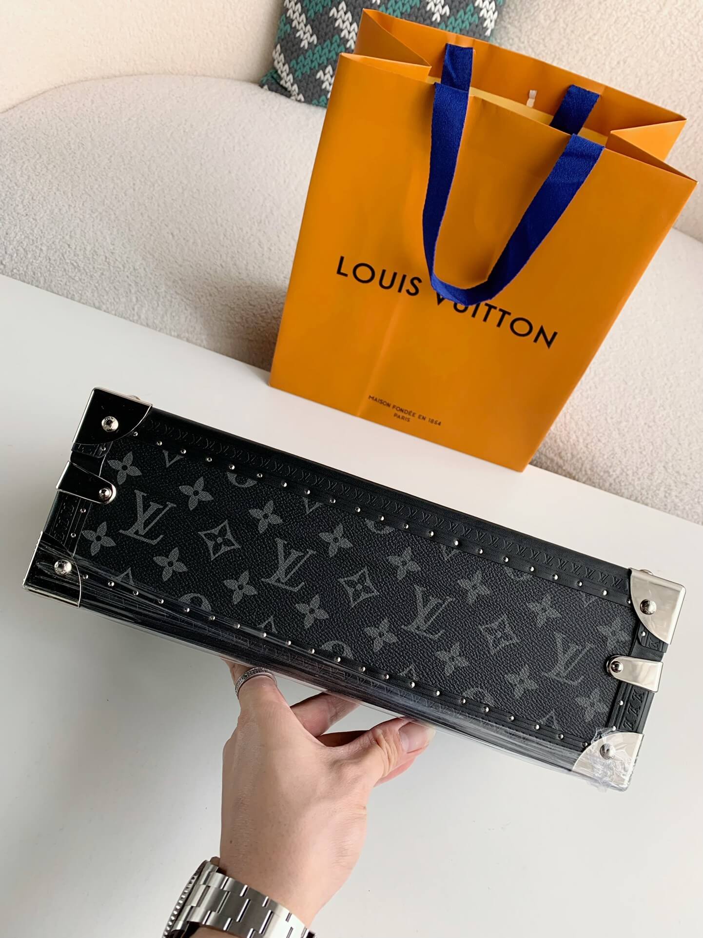 LOUIS VUITTON ケース ブラック Louis Vuitton LV Coffret 8 Montre Watch Case 
