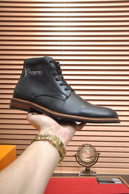 Louis Vuitton LV Custom Black Lace Up Boots