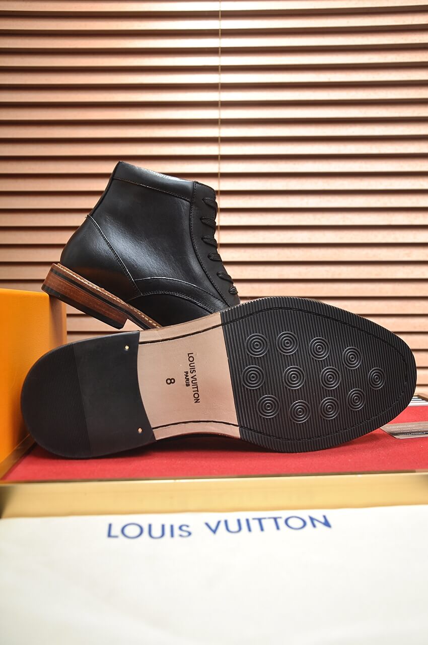 Louis Vuitton LV Custom Black Lace Up Boots