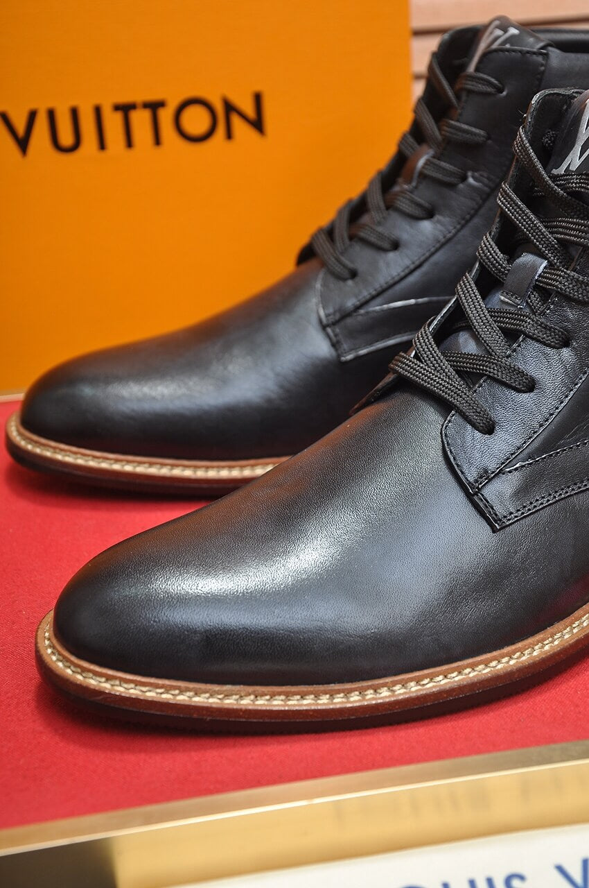 Louis Vuitton LV Custom Black Lace Up Boots