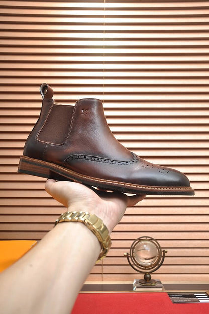 Louis Vuitton LV Custom Brown Brogue Chelsea Boot