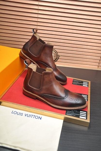 Louis Vuitton LV Custom Brown Brogue Chelsea Boot