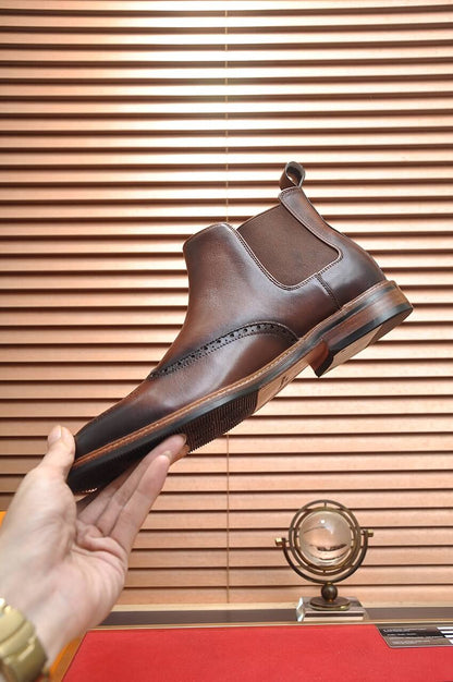 Louis Vuitton LV Custom Brown Brogue Chelsea Boot