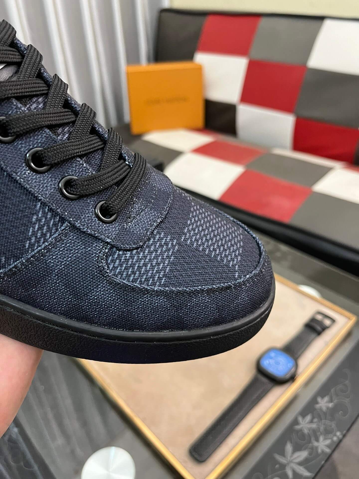 Louis Vuitton LV Custom Damier Black Rivoli Sneaker