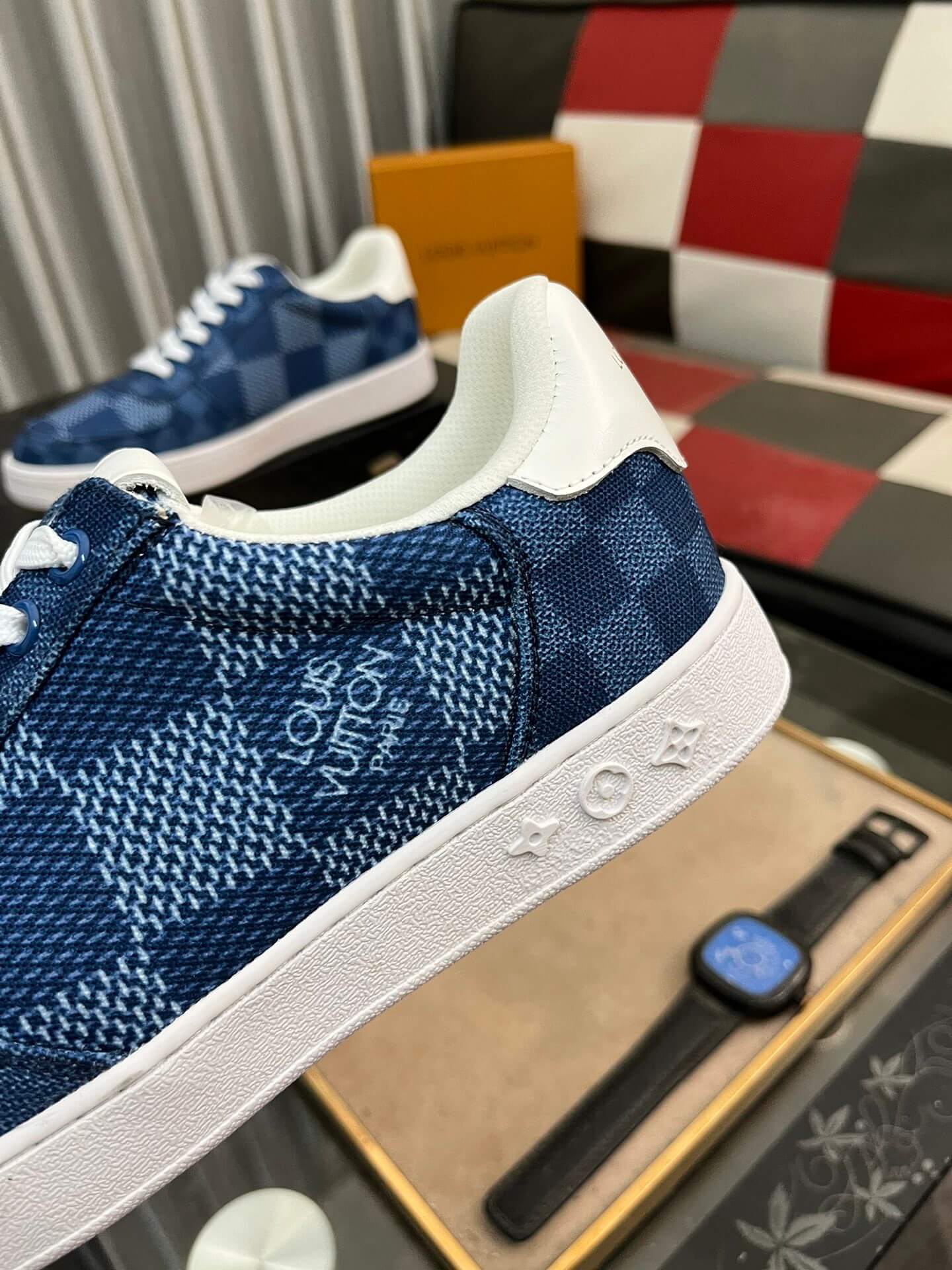 Louis Vuitton LV Custom Damier Blue Rivoli Sneaker