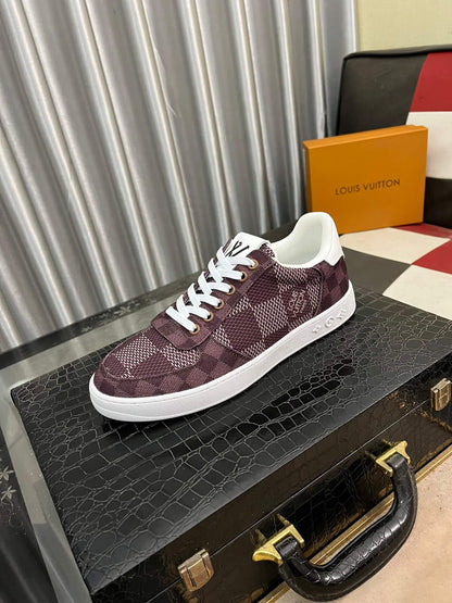 Louis Vuitton LV Custom Damier Burgundy Rivoli Sneaker