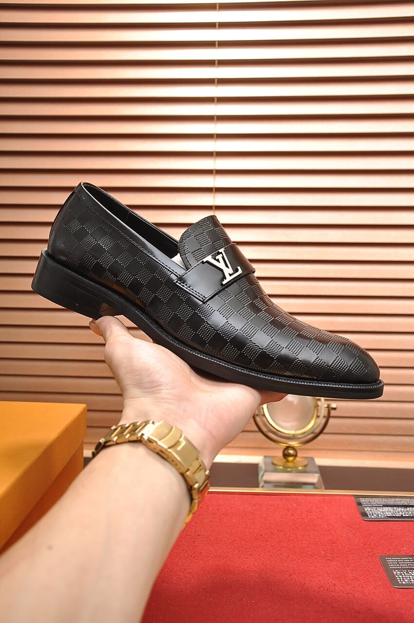 Louis Vuitton LV Damier Infini Onyx Custom Black Loafer