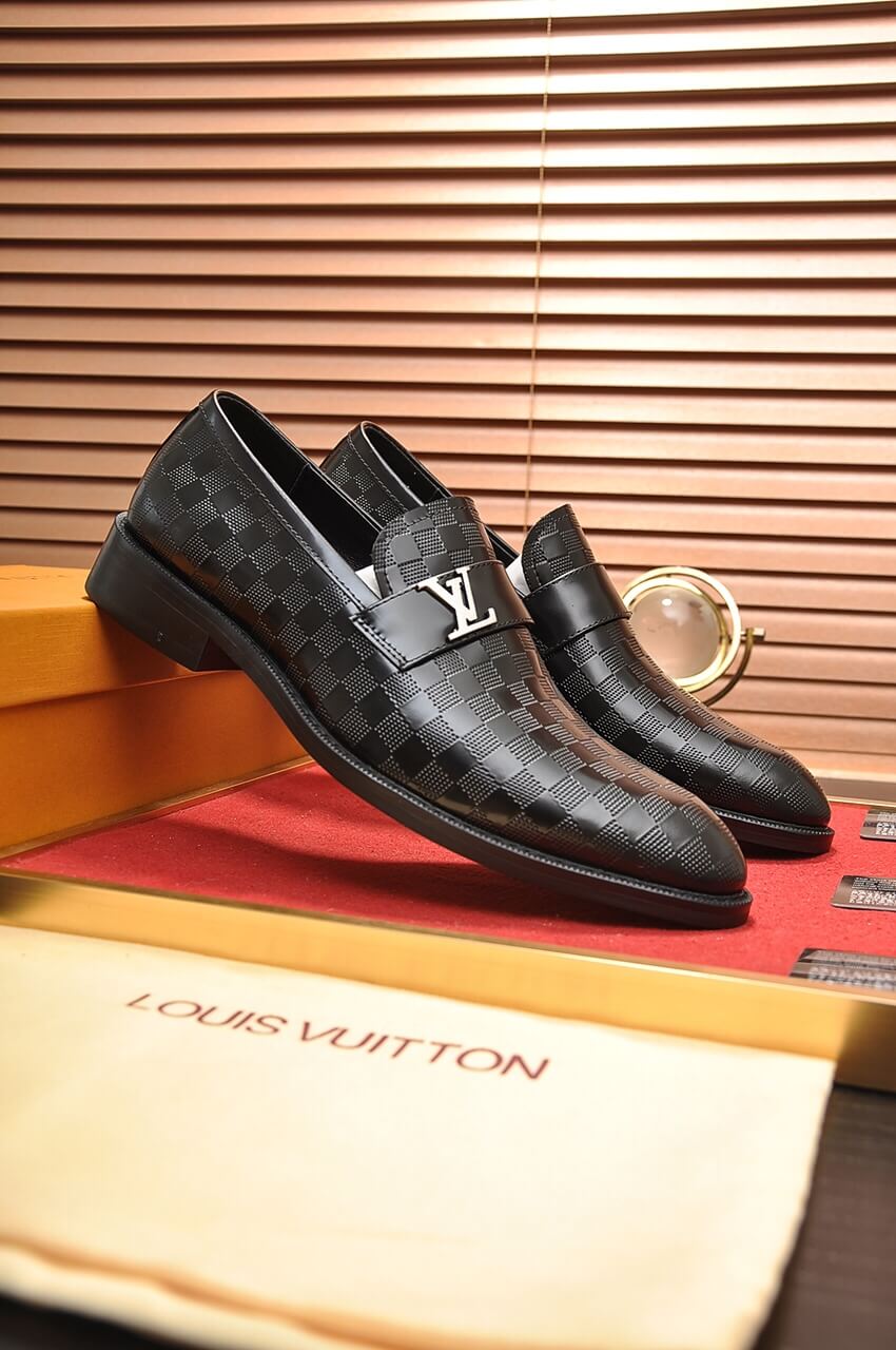 Louis Vuitton LV Damier Infini Onyx Custom Black Loafer