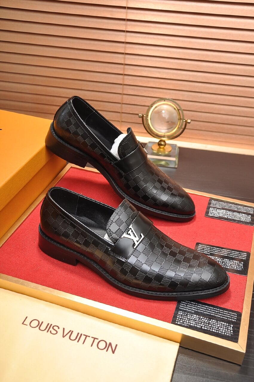 Louis Vuitton LV Damier Infini Onyx Custom Black Loafer