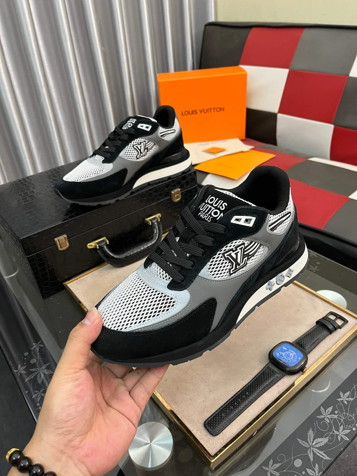 Louis Vuitton LV Drop 300 Sneaker – Black, Grey & White Tech Mesh