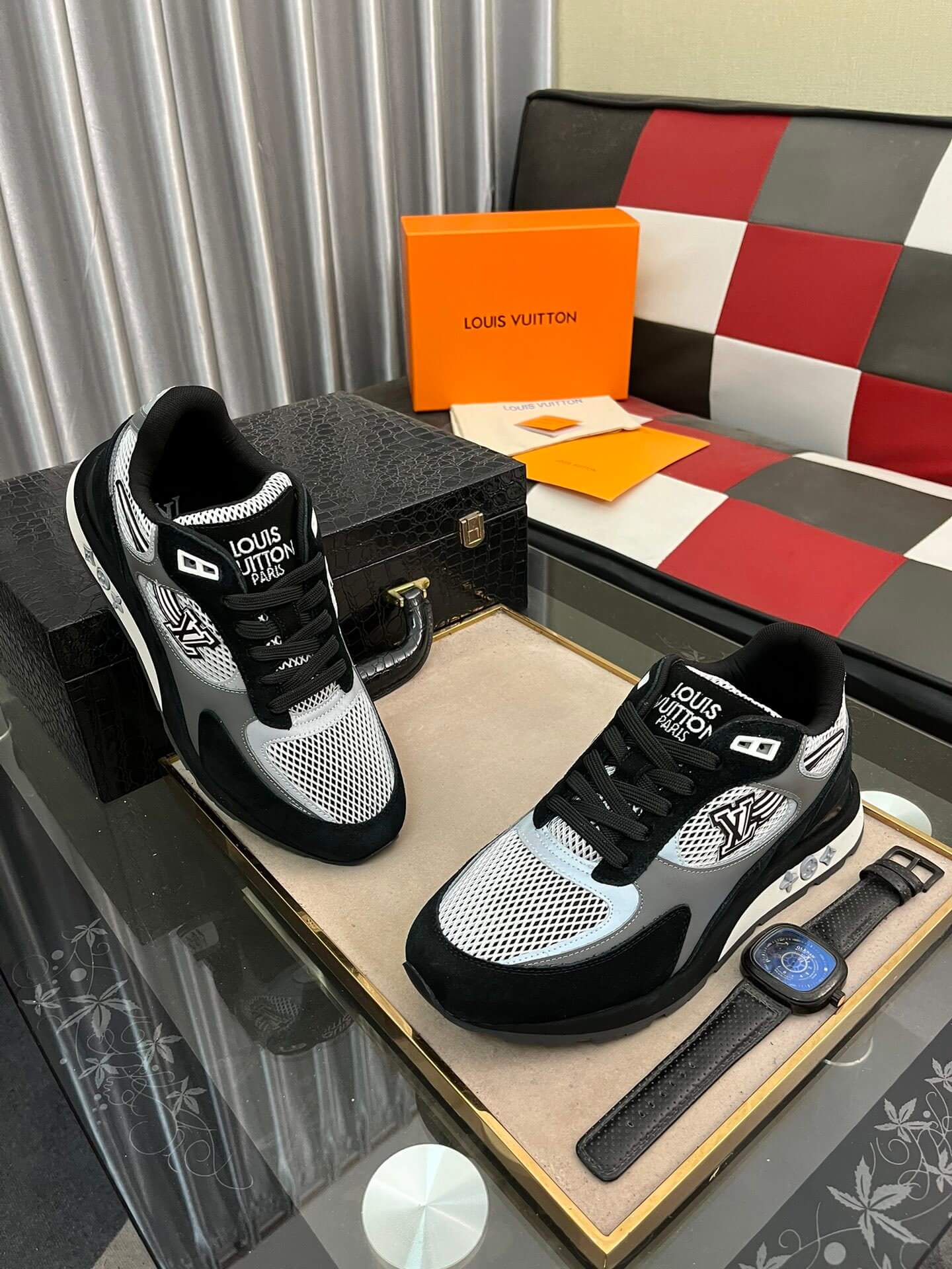 Louis Vuitton LV Drop 300 Sneaker – Black, Grey & White Tech Mesh
