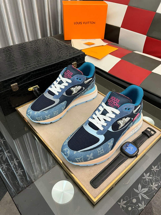 Louis Vuitton LV Drop 300 Sneaker – Blue Monogram Denim & Navy Pink