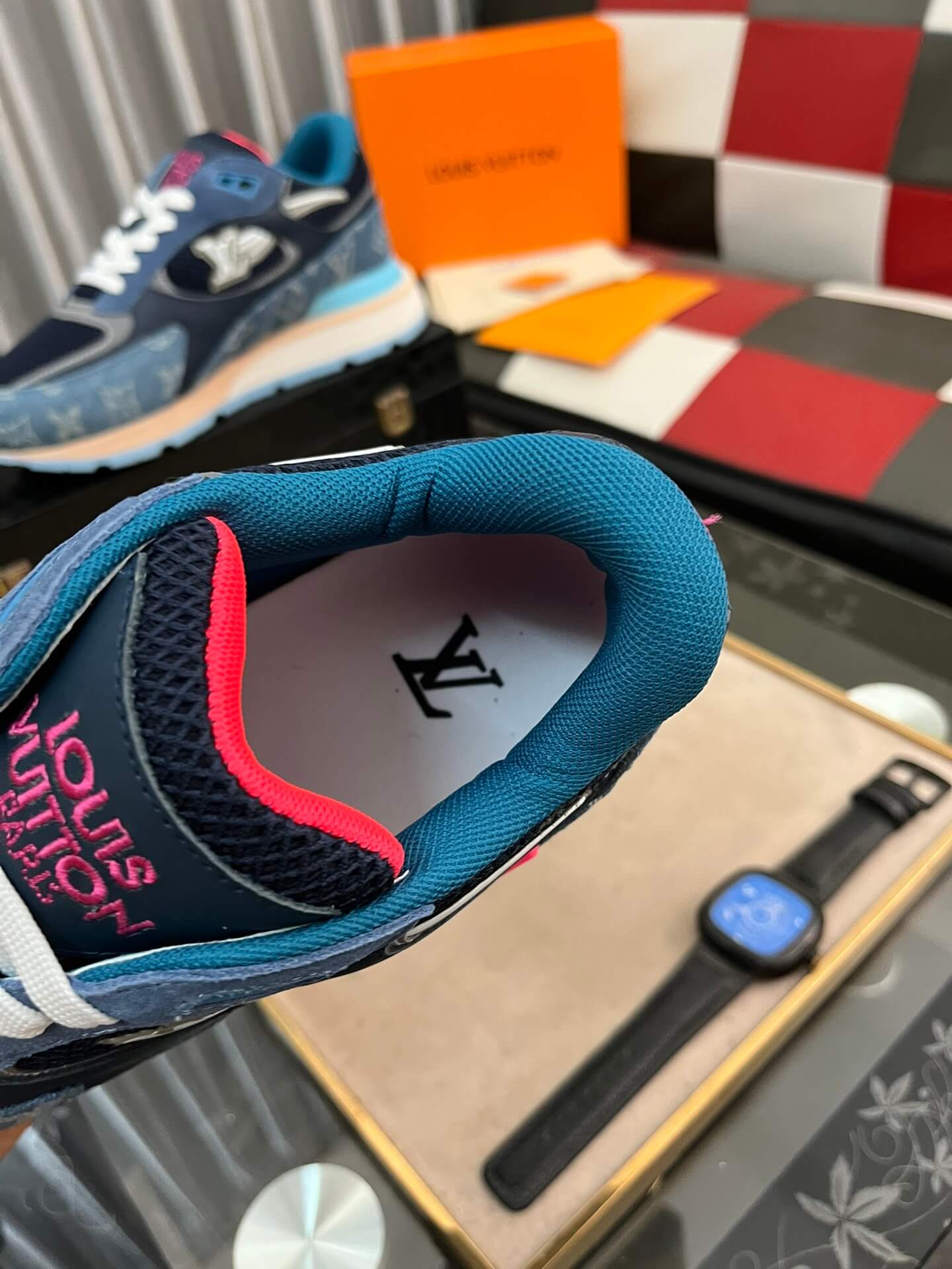 Louis Vuitton LV Drop 300 Sneaker – Blue Monogram Denim & Navy Pink