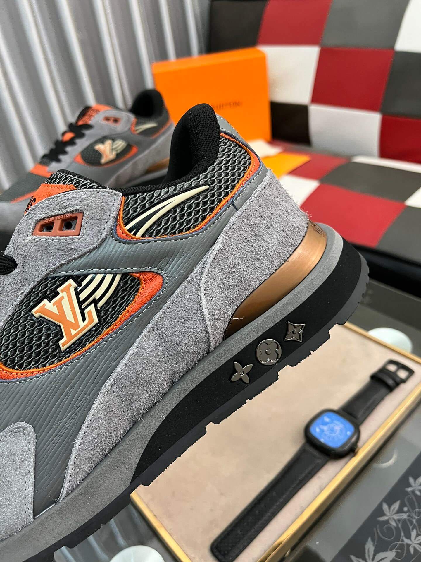 Louis Vuitton LV Drop 300 Sneaker – Grey & Orange Technical Mesh