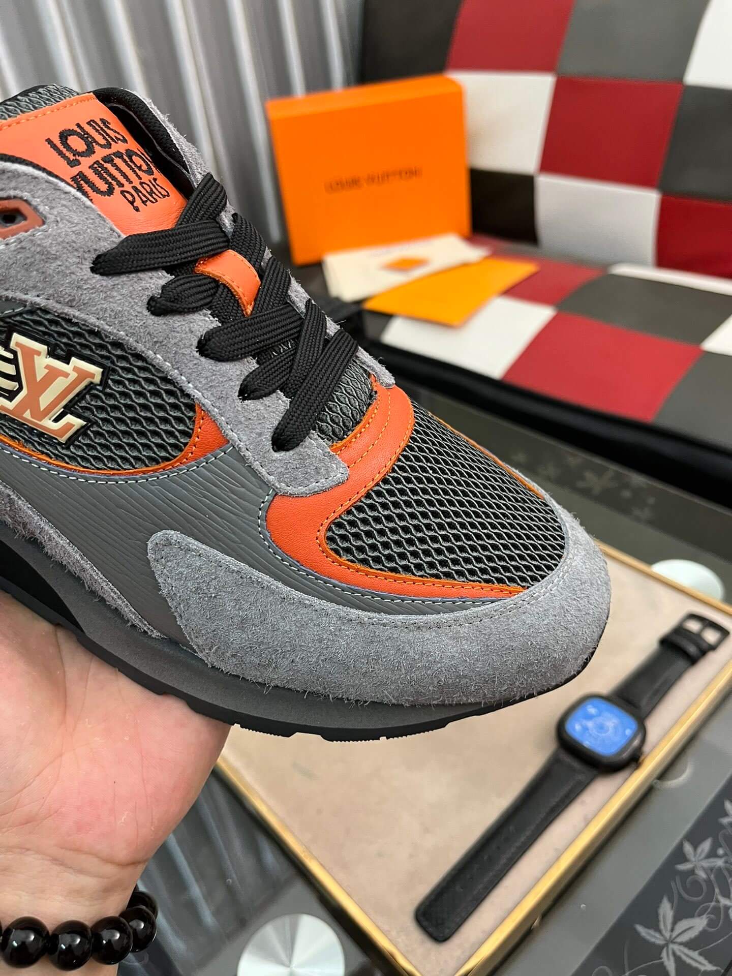Louis Vuitton LV Drop 300 Sneaker – Grey & Orange Technical Mesh