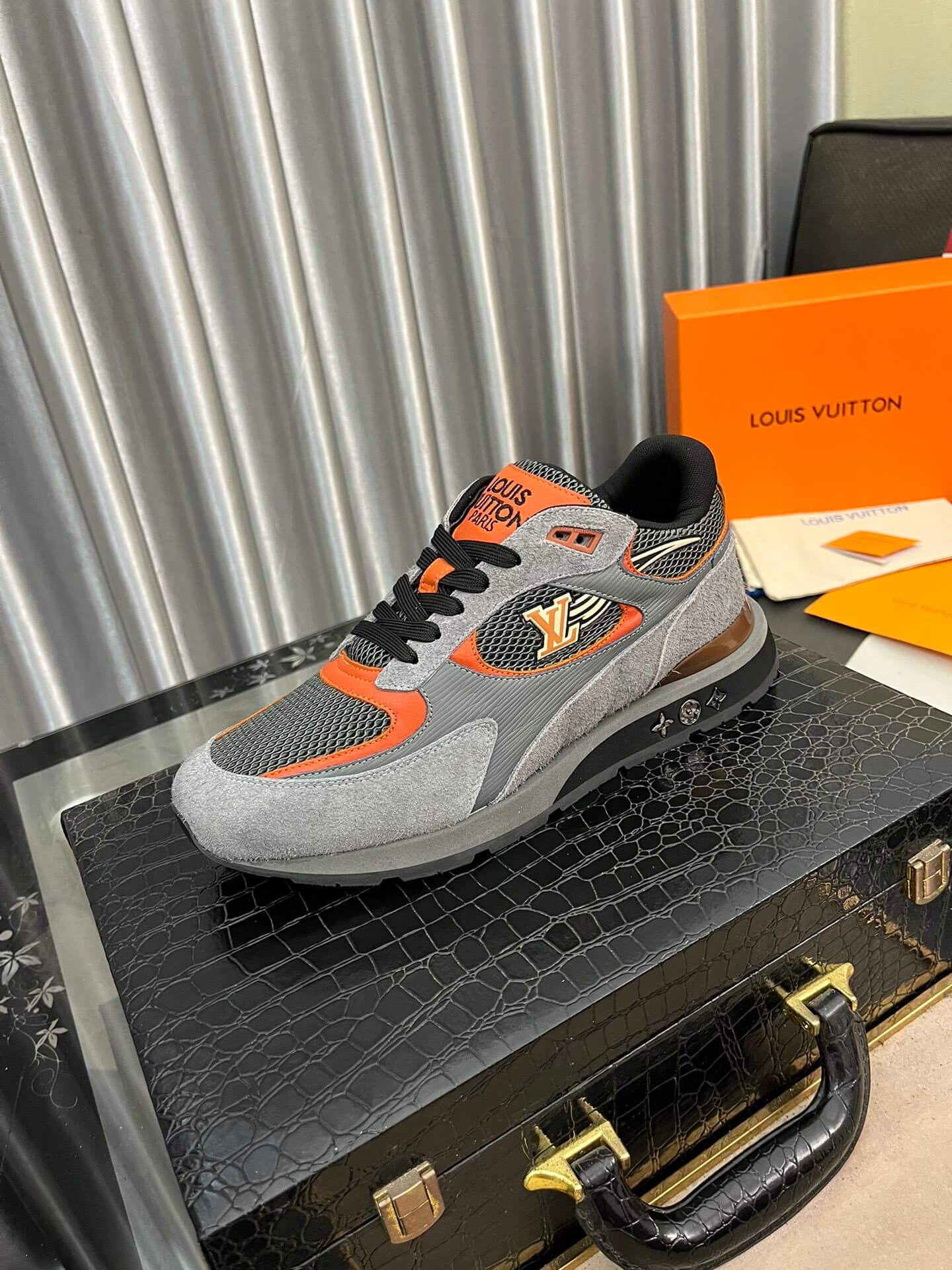Louis Vuitton LV Drop 300 Sneaker – Grey & Orange Technical Mesh