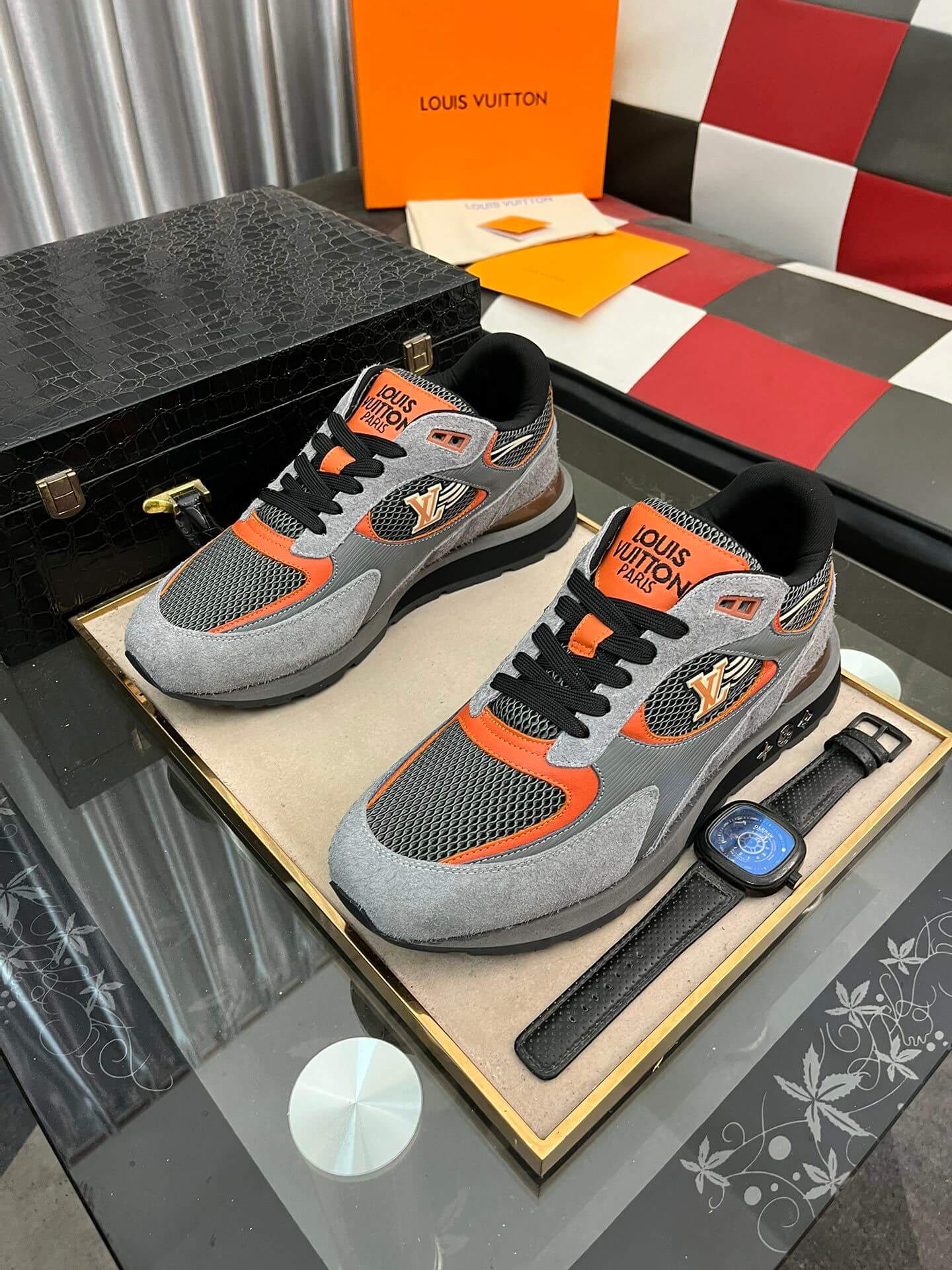 Louis Vuitton LV Drop 300 Sneaker – Grey & Orange Technical Mesh