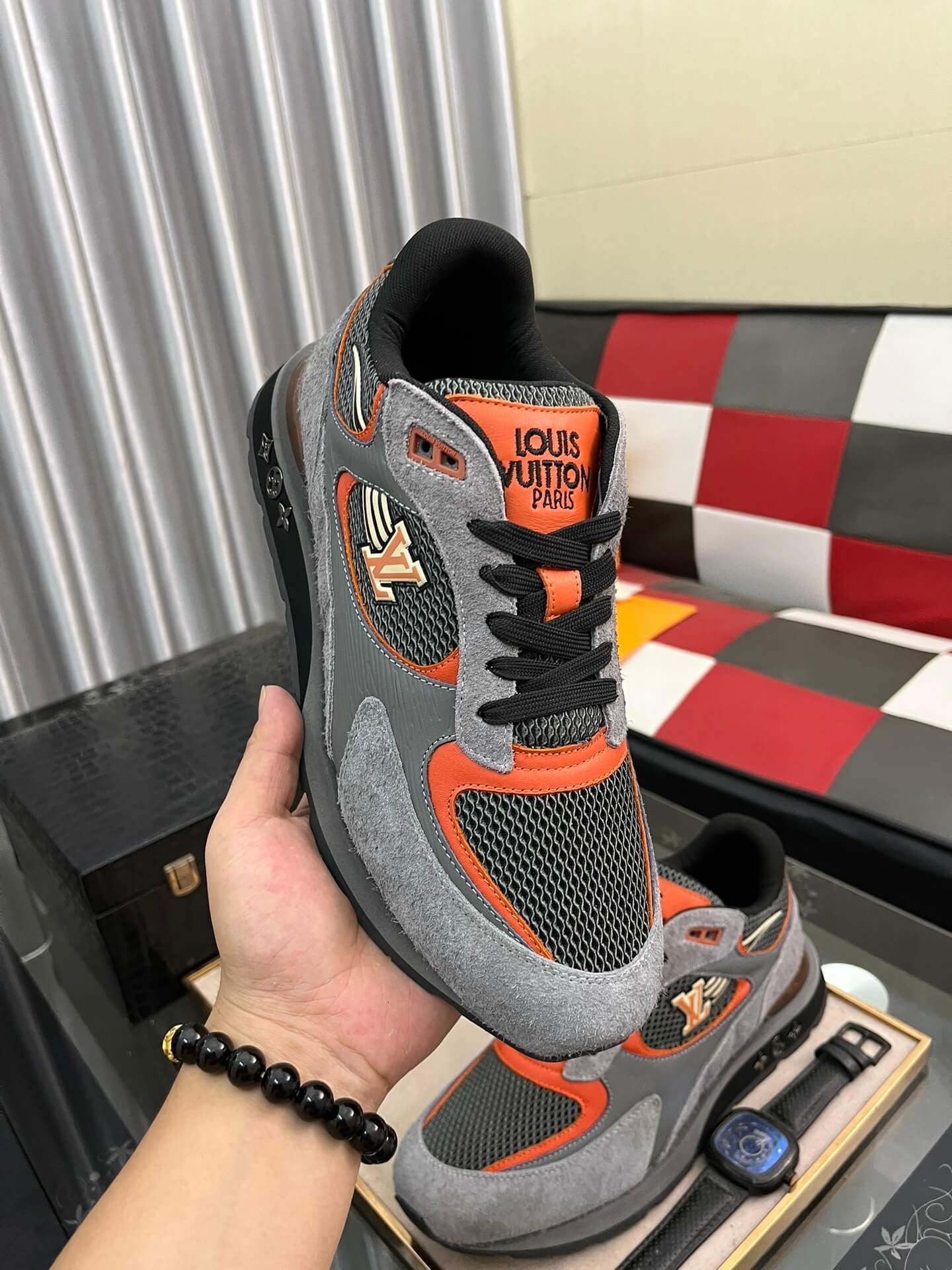 Louis Vuitton LV Drop 300 Sneaker – Grey & Orange Technical Mesh
