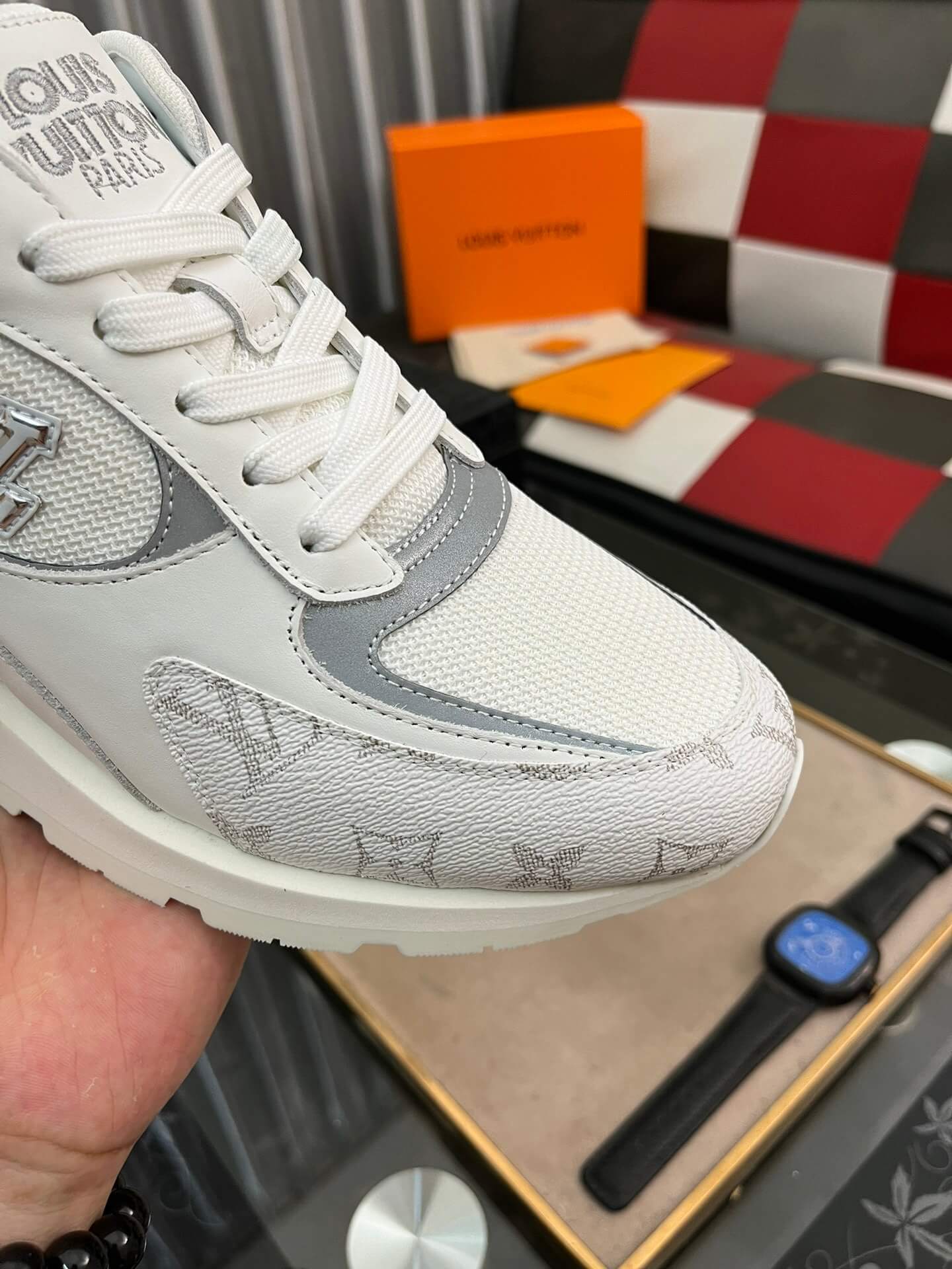 Louis Vuitton LV Drop 300 Sneaker – White & Silver Monogram White Tech