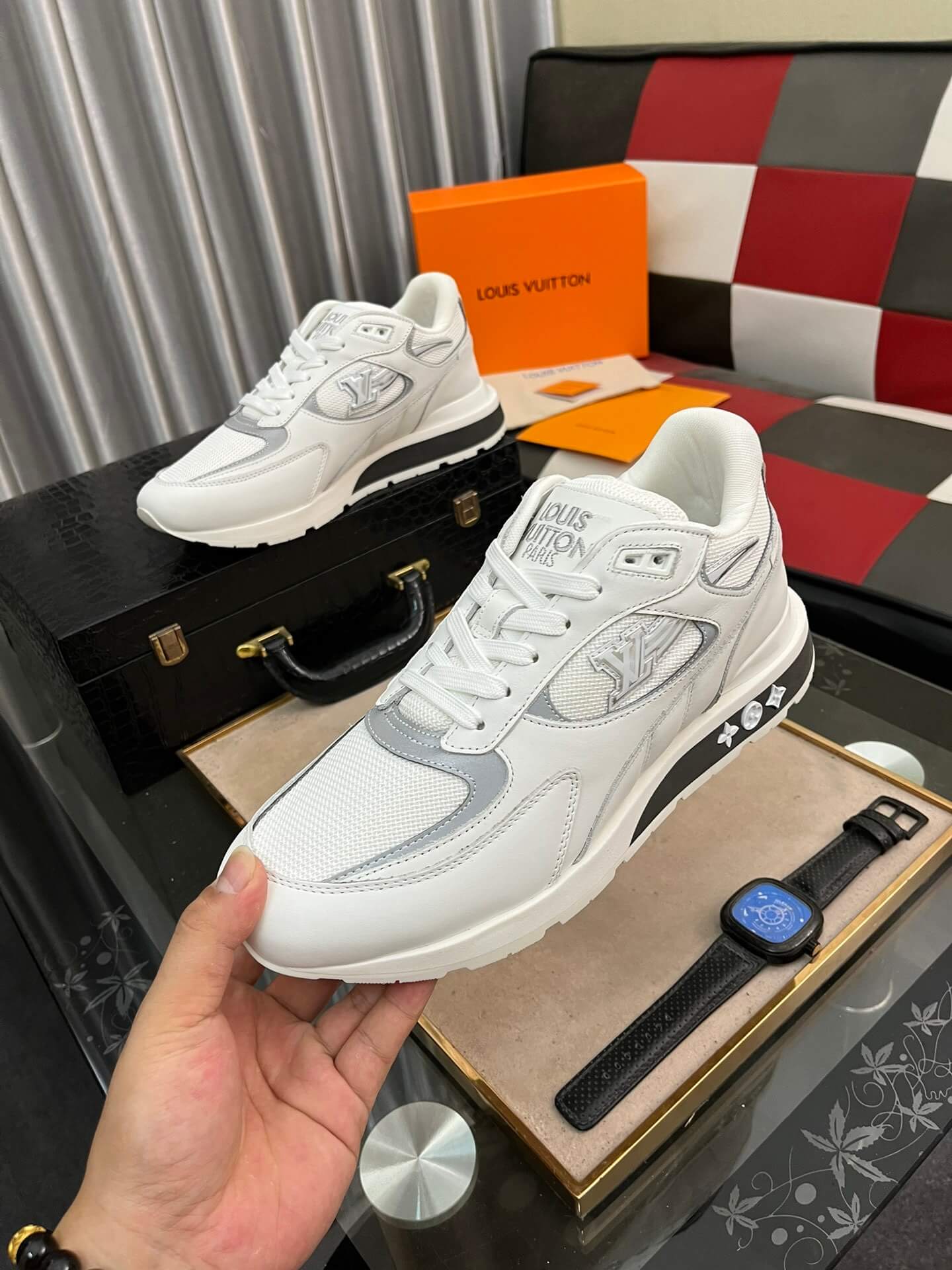 Louis Vuitton LV Drop 300 Sneaker – White, Silver & Light Blue