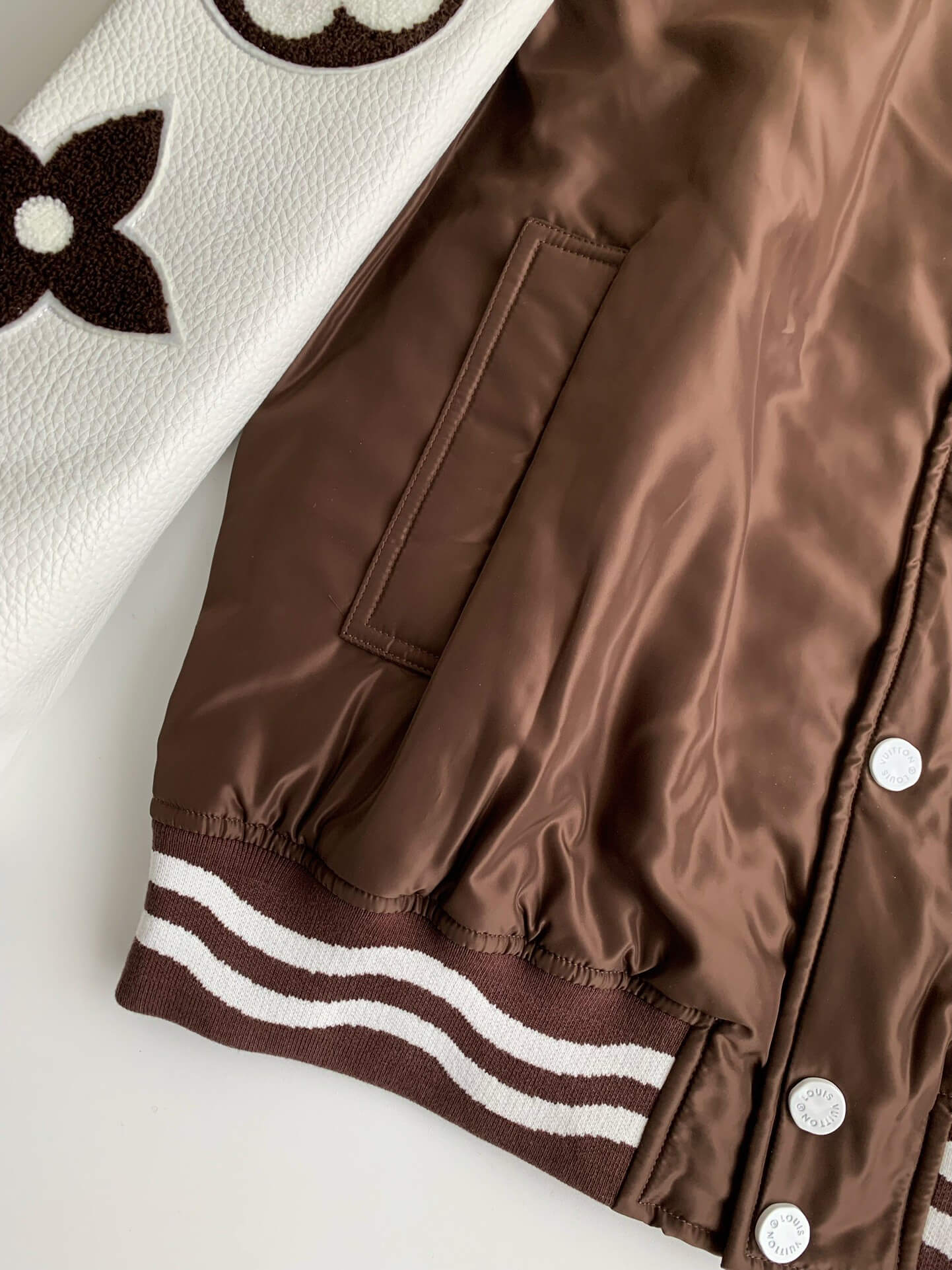 Louis Vuitton LV Embroidered Brown Varsity Jacket