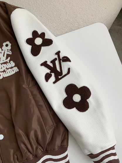 Louis Vuitton LV Embroidered Brown Varsity Jacket