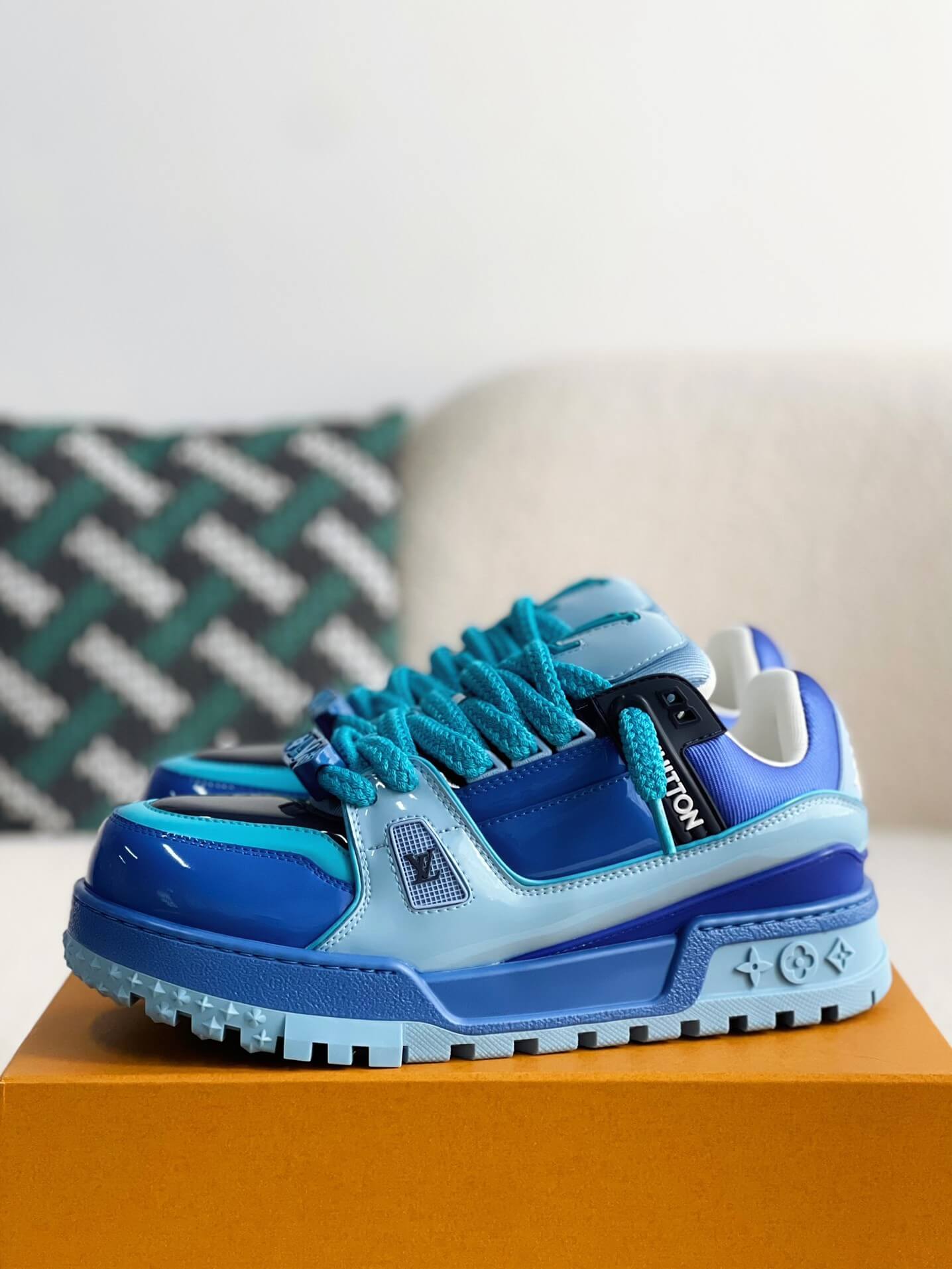 Louis Vuitton LV Maxi Trainer – Blue & Light Blue Patent Leather