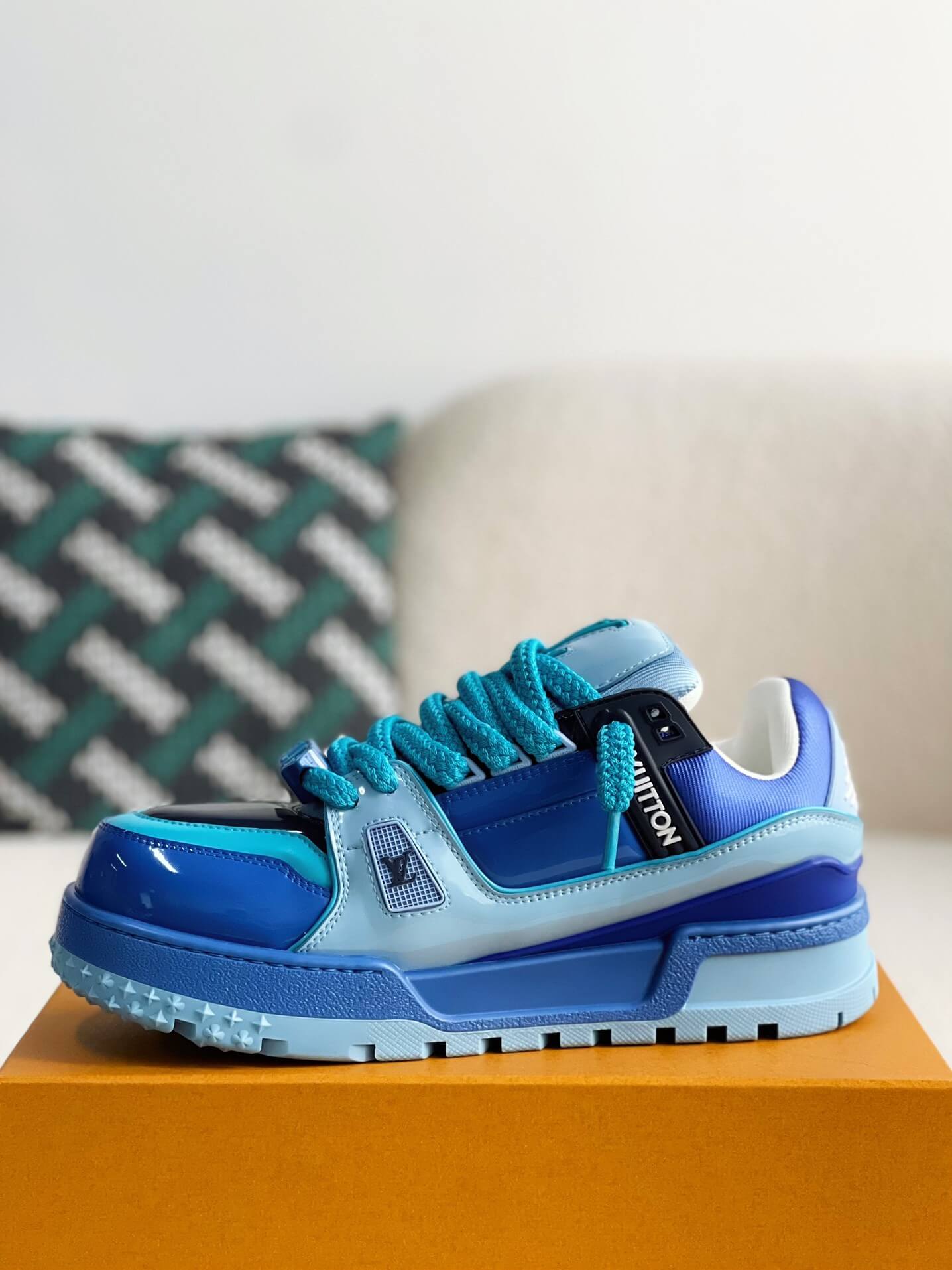 Louis Vuitton LV Maxi Trainer – Blue & Light Blue Patent Leather