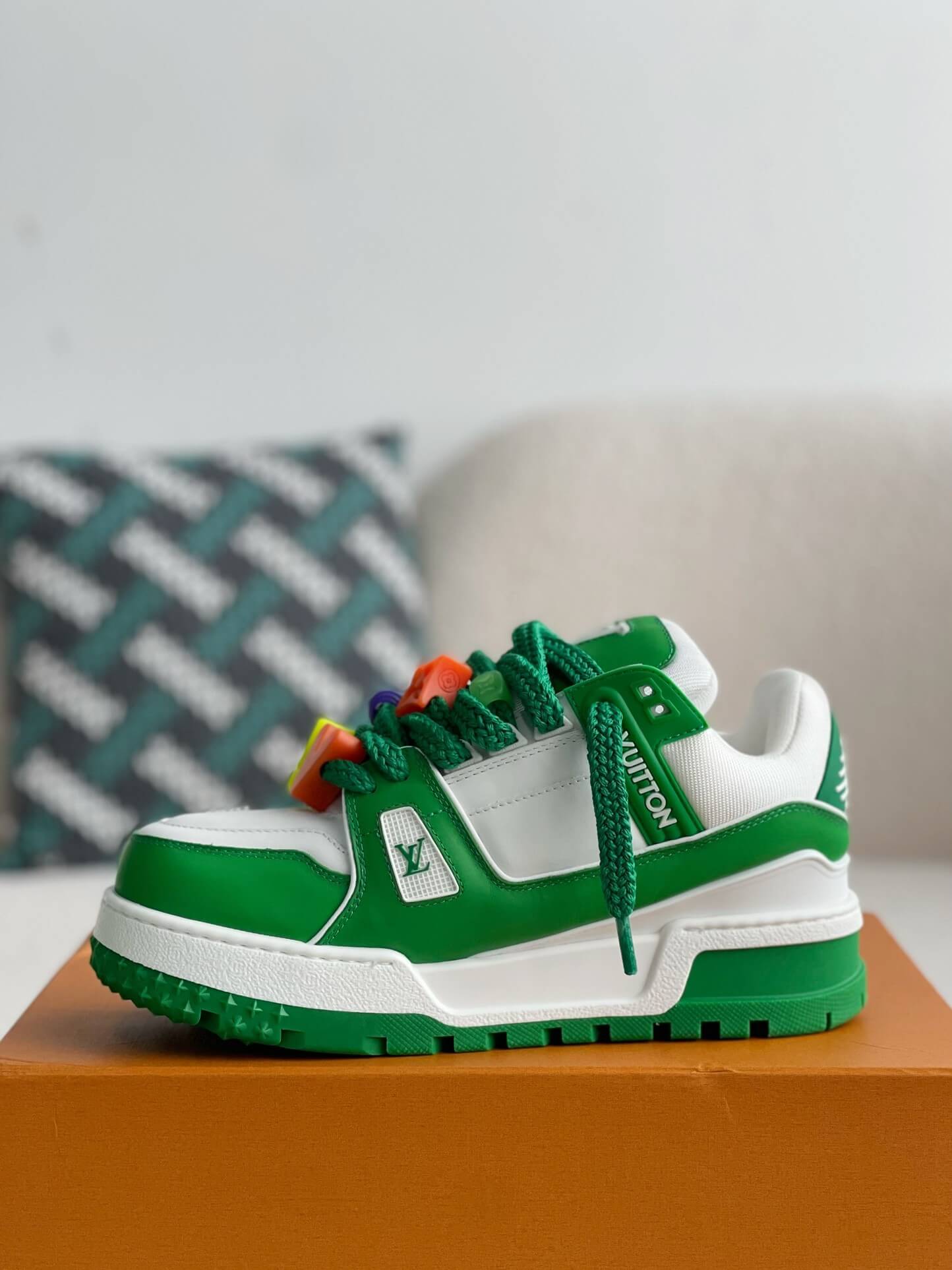 Louis Vuitton LV Maxi Trainer – Green & White Calf Leather with